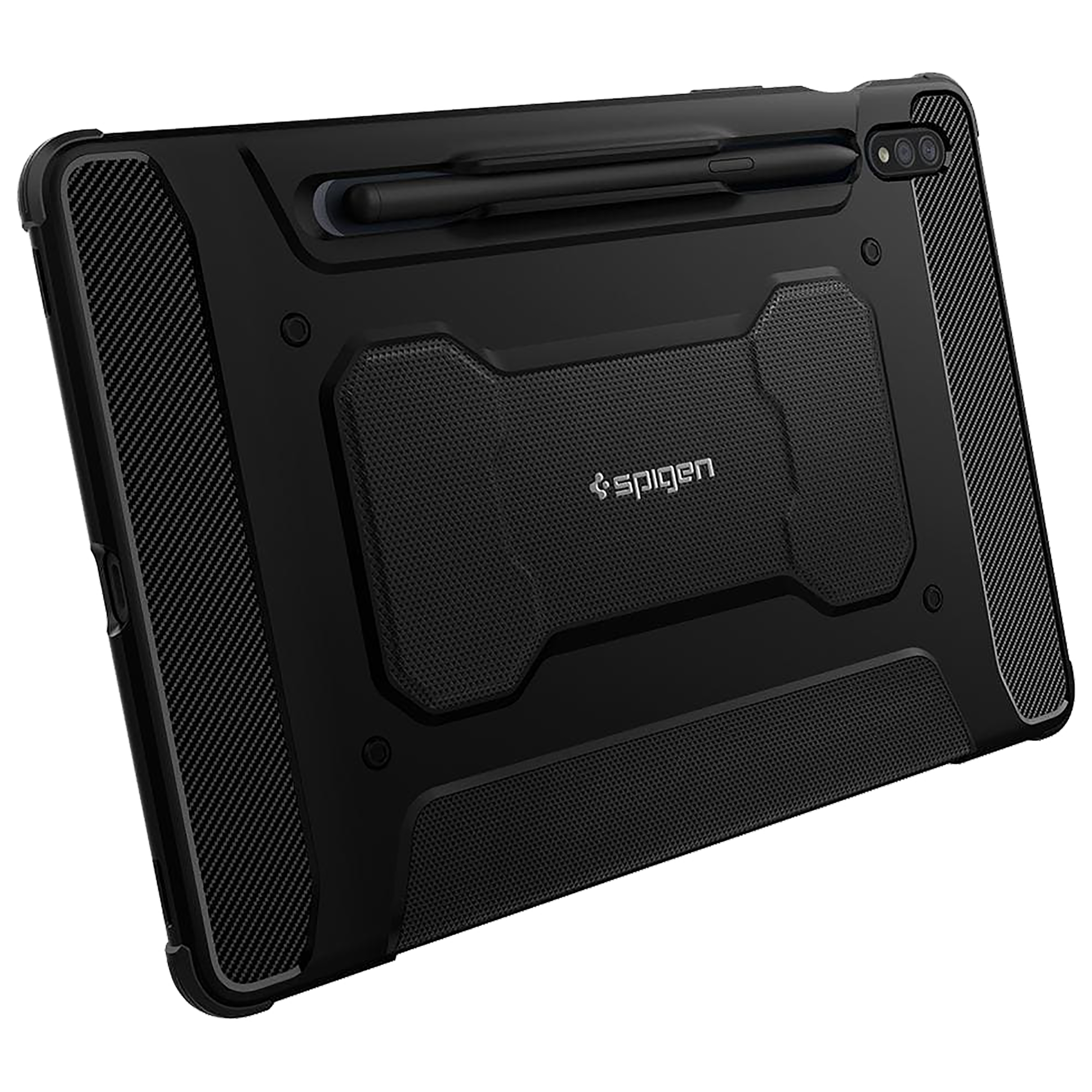 spigen Rugged Armor Pro TPU Flip Cover for SAMSUNG Galaxy Tab S8, Tab S7 5G, Tab S7 (Support S Pen Holder, Black)_10