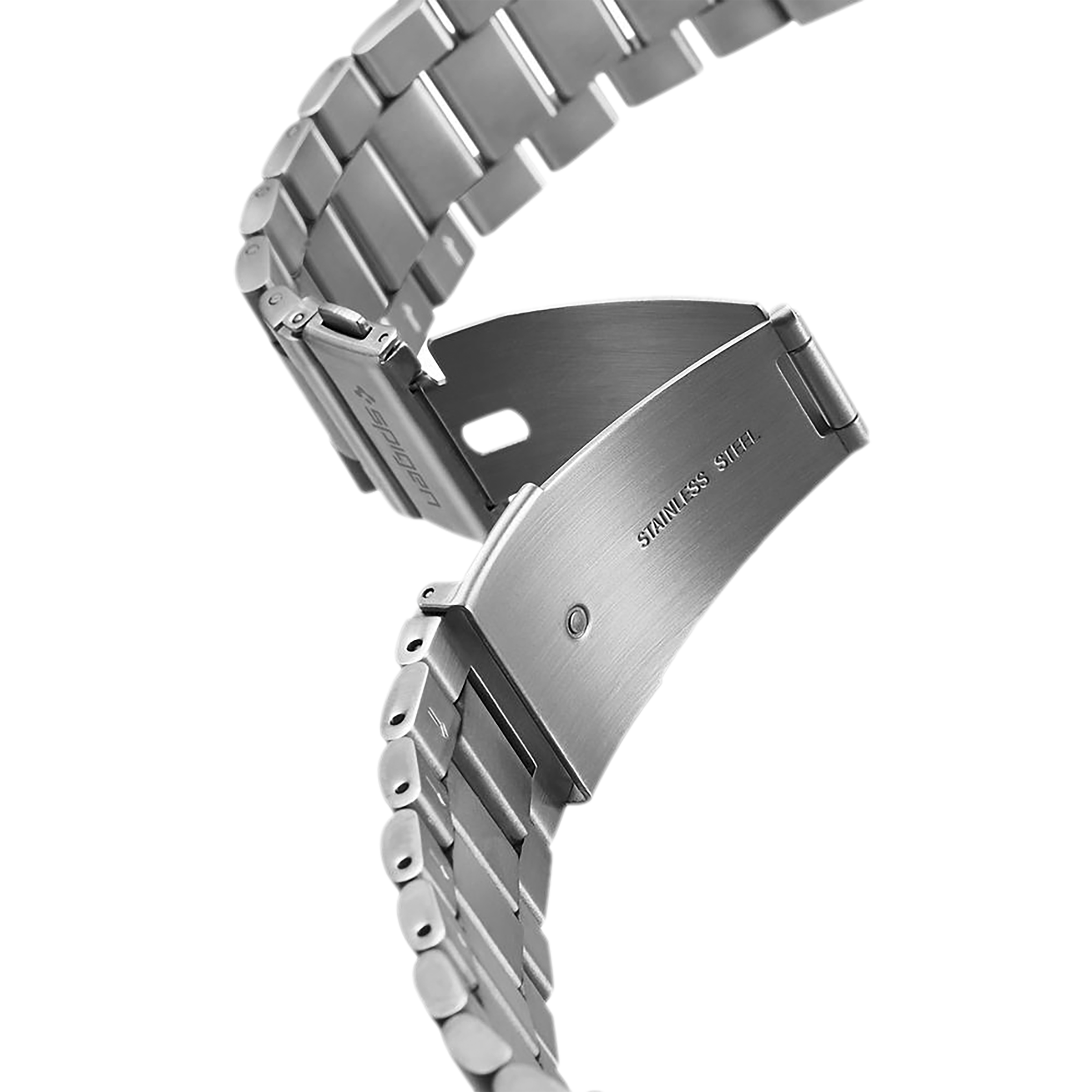 Spigen Modern Fit Stainless Steel Band for SAMSUNG Galaxy Watch Series 5, 5 Pro, 4, 4 Classic, 3, Active 1 & 2 (40mm / 41mm / 42mm / 44mm / 45mm / 46mm) (Metal Clasp, Silver)_4