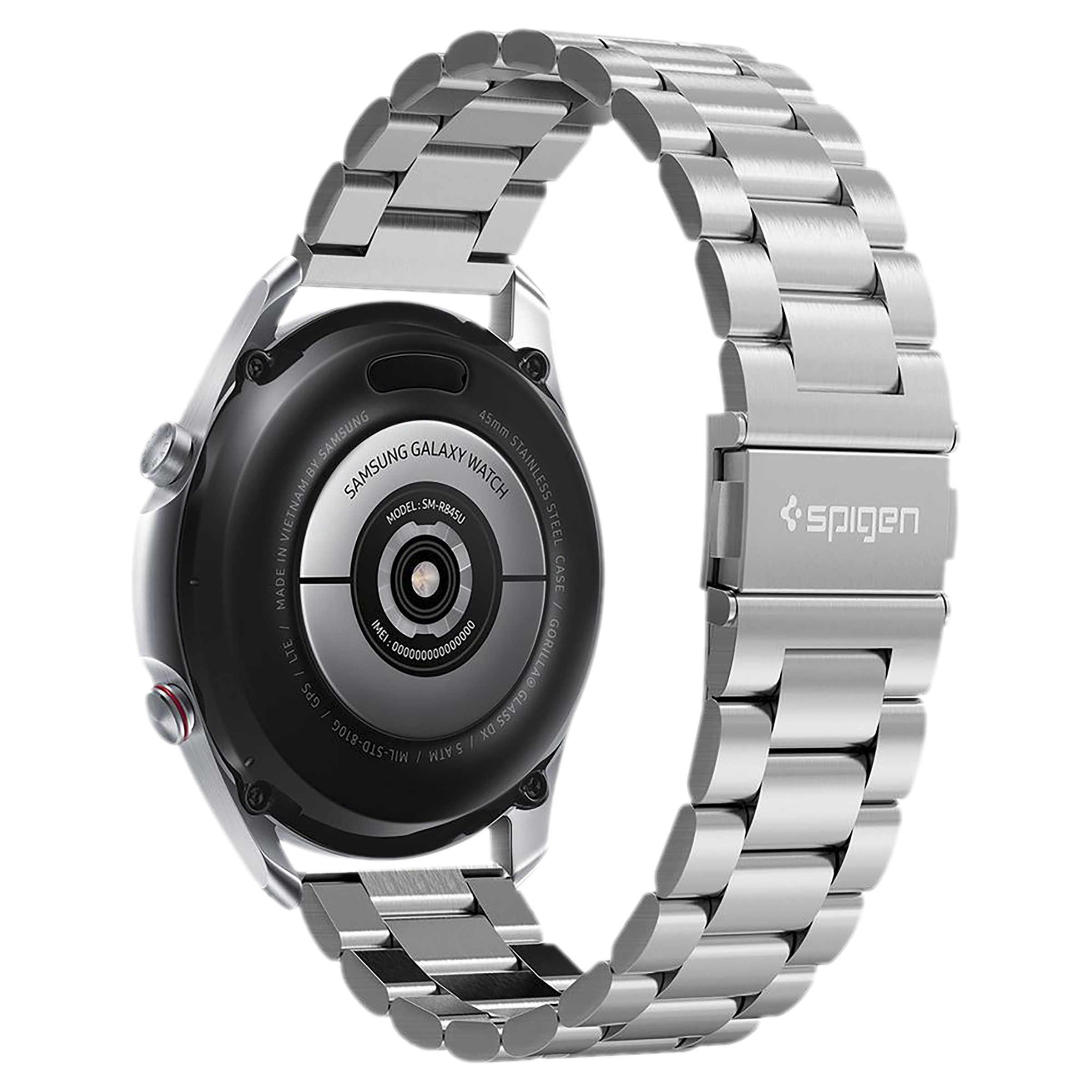 Spigen Modern Fit Stainless Steel Band for SAMSUNG Galaxy Watch Series 5, 5 Pro, 4, 4 Classic, 3, Active 1 & 2 (40mm / 41mm / 42mm / 44mm / 45mm / 46mm) (Metal Clasp, Silver)_7