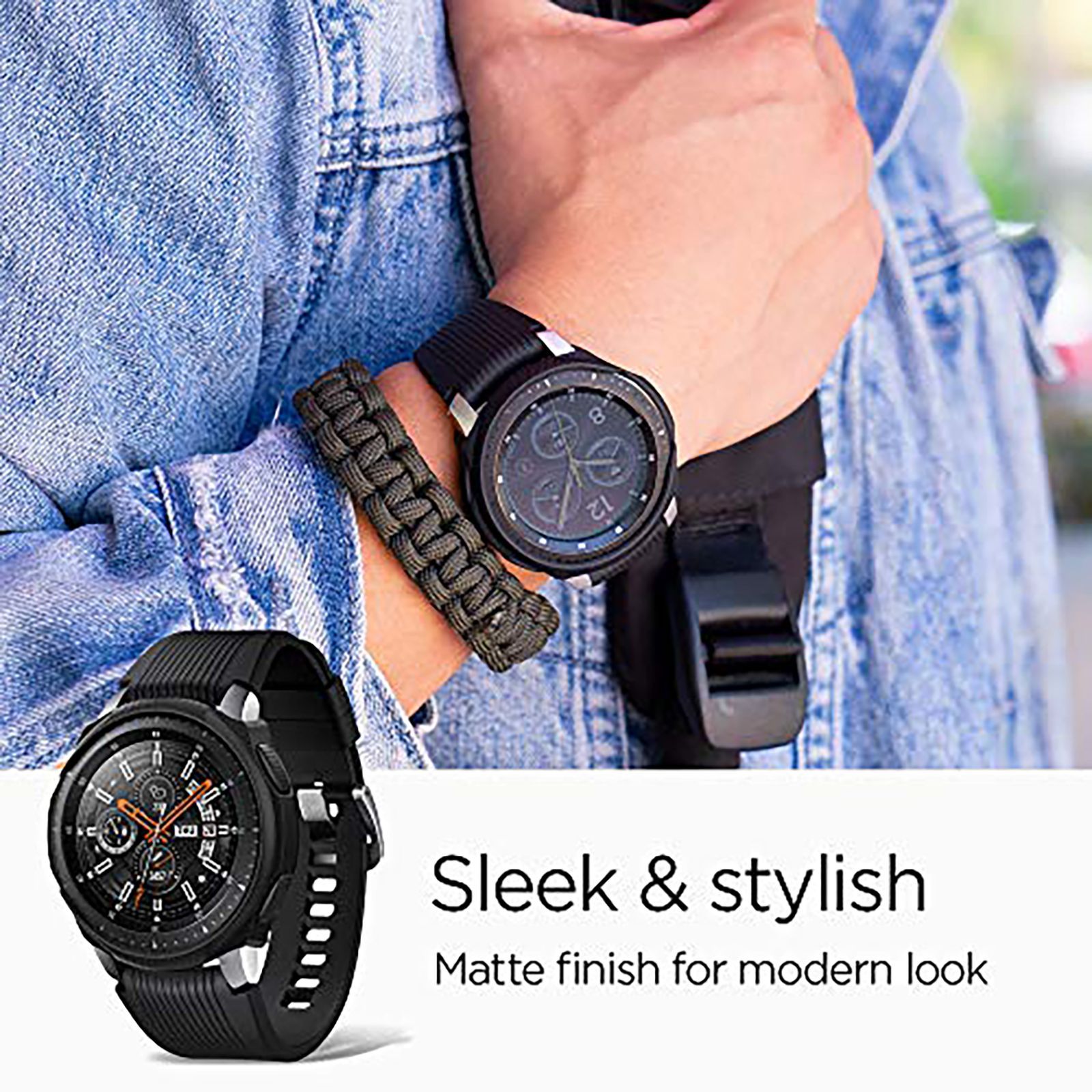 Spigen Liquid Air TPU Case for SAMSUNG Galaxy Watch (46mm) (Shock-Absorbent Layer, Black)_6