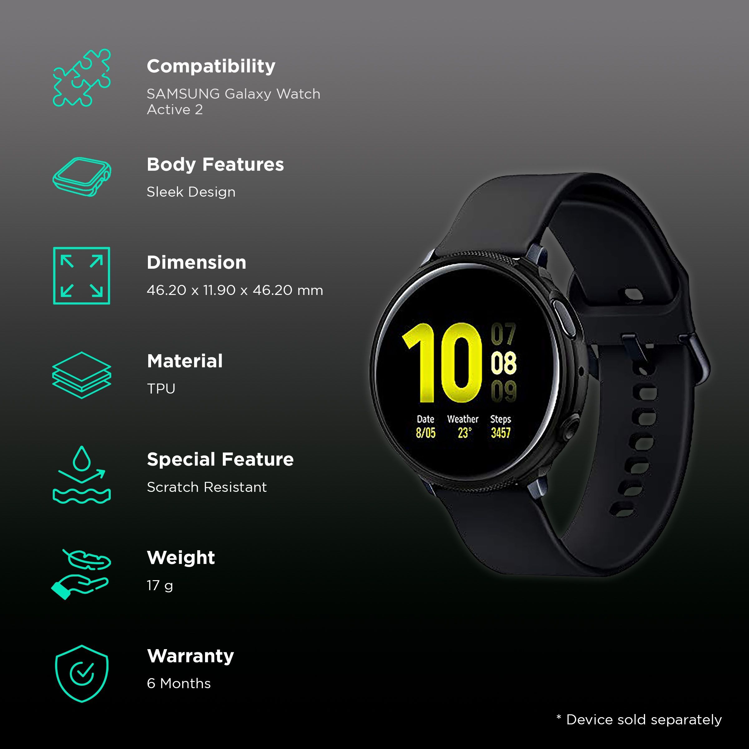 Spigen Liquid Air TPU Case for SAMSUNG Galaxy Watch Active 2 (44mm) (Shock-Absorbent Layer, Matte Black) Spigen Liquid Air TPU Case for SAMSUNG Galaxy Watch Active 2 (44mm) (Shock-Absorbent Layer, Matte Black)_2