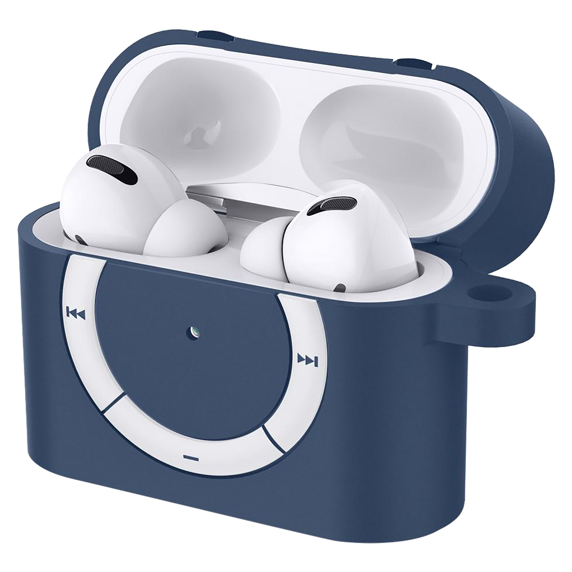 spigen Classic Shuffle Silicone Full Case Cover for Apple AirPods Pro (Retro Inspired Design, Deep Blue)_11