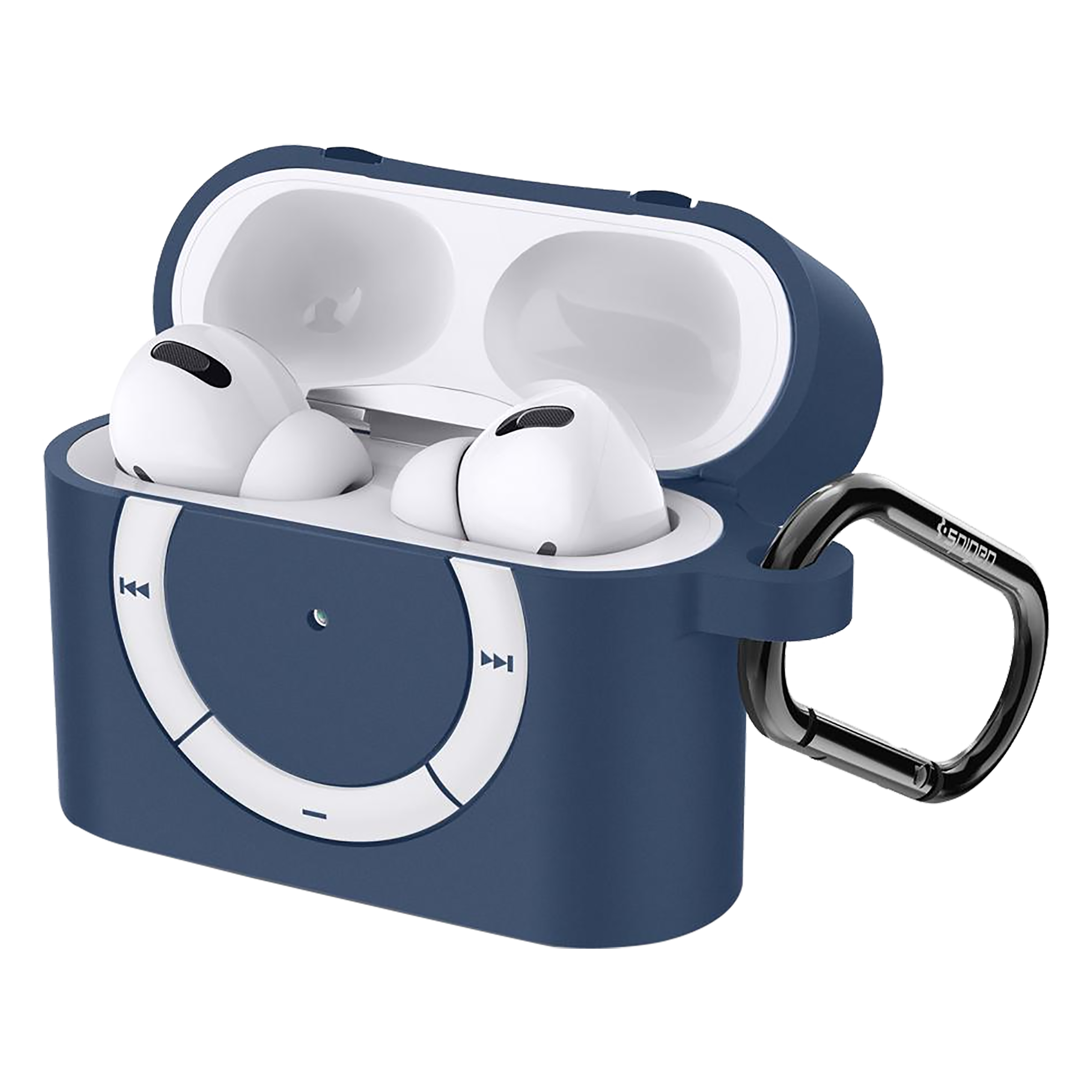 spigen Classic Shuffle Silicone Full Case Cover for Apple AirPods Pro (Retro Inspired Design, Deep Blue)_12