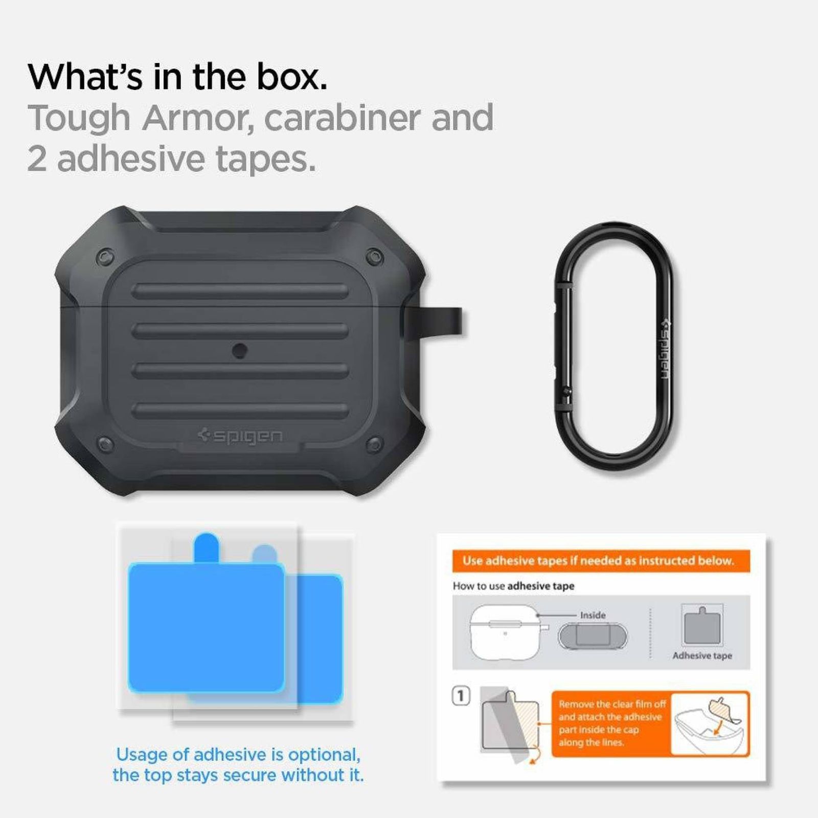 spigen Tough Armor Silicone Full Cover Case For AirPods Pro (Key Ring For Easy Portability, ASD00537, Black)_10