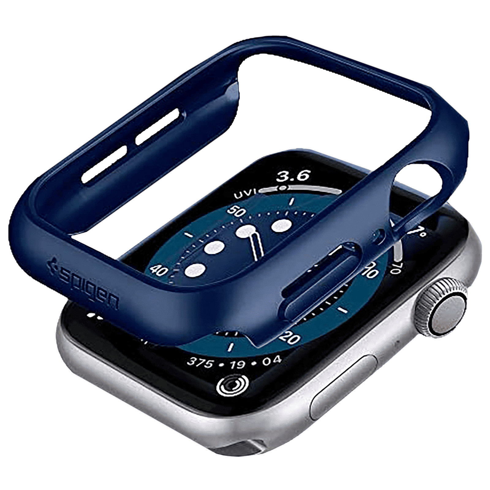 Spigen Thin Fit Polycarbonate Case for Apple Watch Series SE 2, SE, 6, 5 & 4 (40mm) (Razor-Thin Frame, Metallic Blue)_1