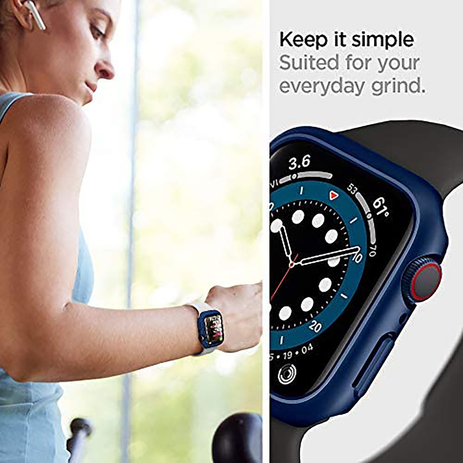 Spigen Thin Fit Polycarbonate Case for Apple Watch Series SE 2, SE, 6, 5 & 4 (40mm) (Razor-Thin Frame, Metallic Blue)_9
