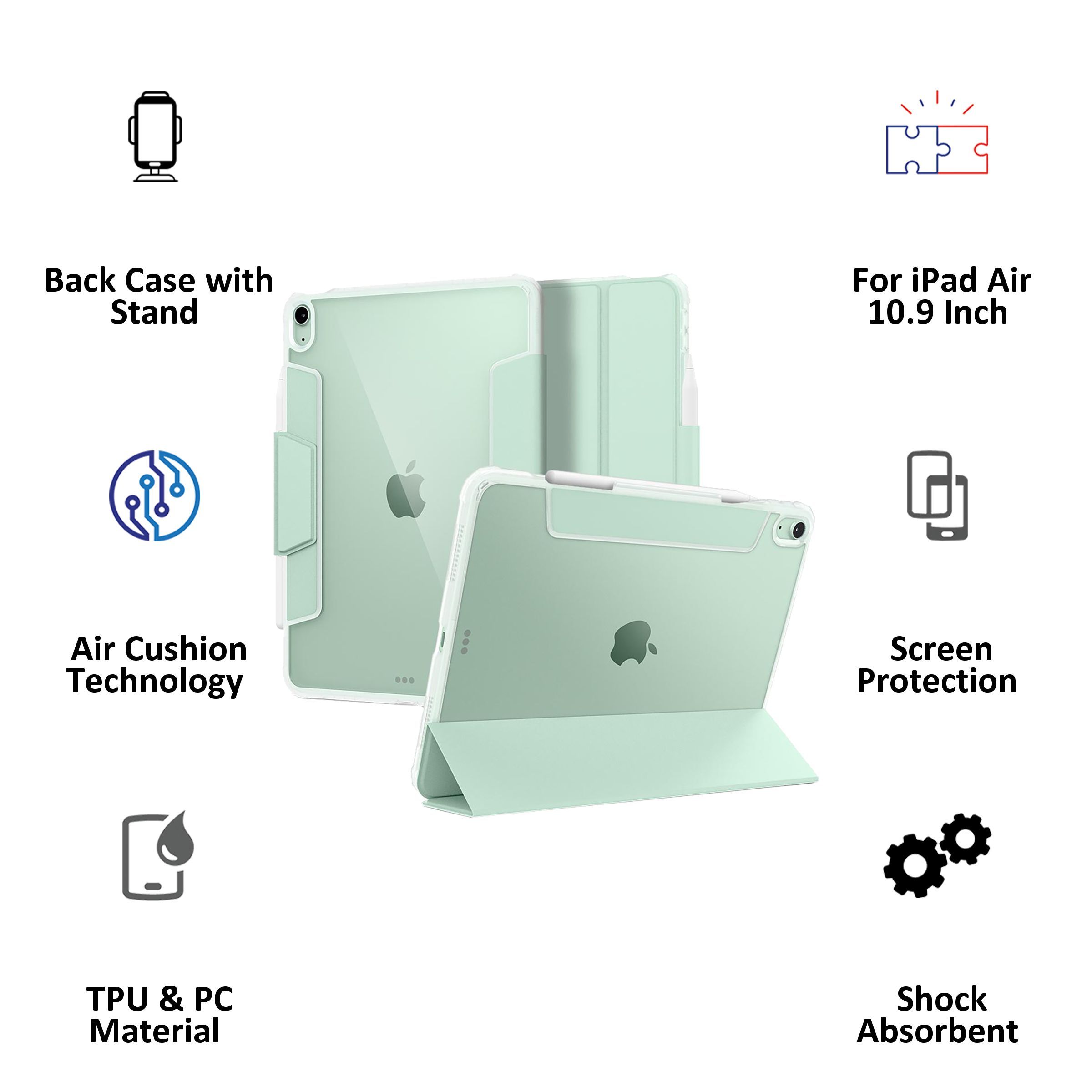 spigen Ultra Hybrid Pro Polycarbonate Flip Cover for Apple iPad Air 10.9 Inch (Apple Pencil Functions, Green)_6