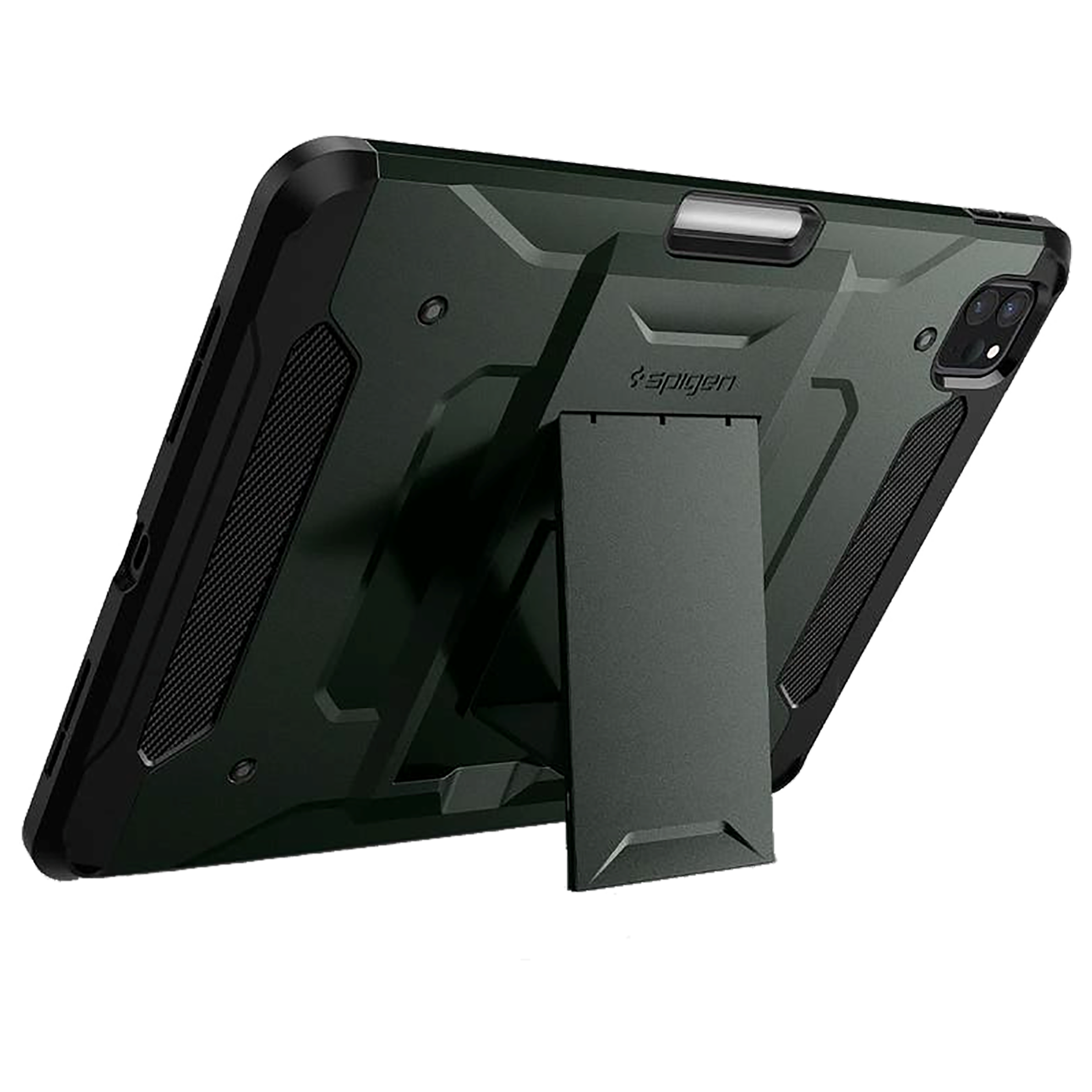 spigen Tough Armor Pro TPU Back Cover for Apple iPad Pro 11 Inch (Air Cushion Technology, Military Green)_8