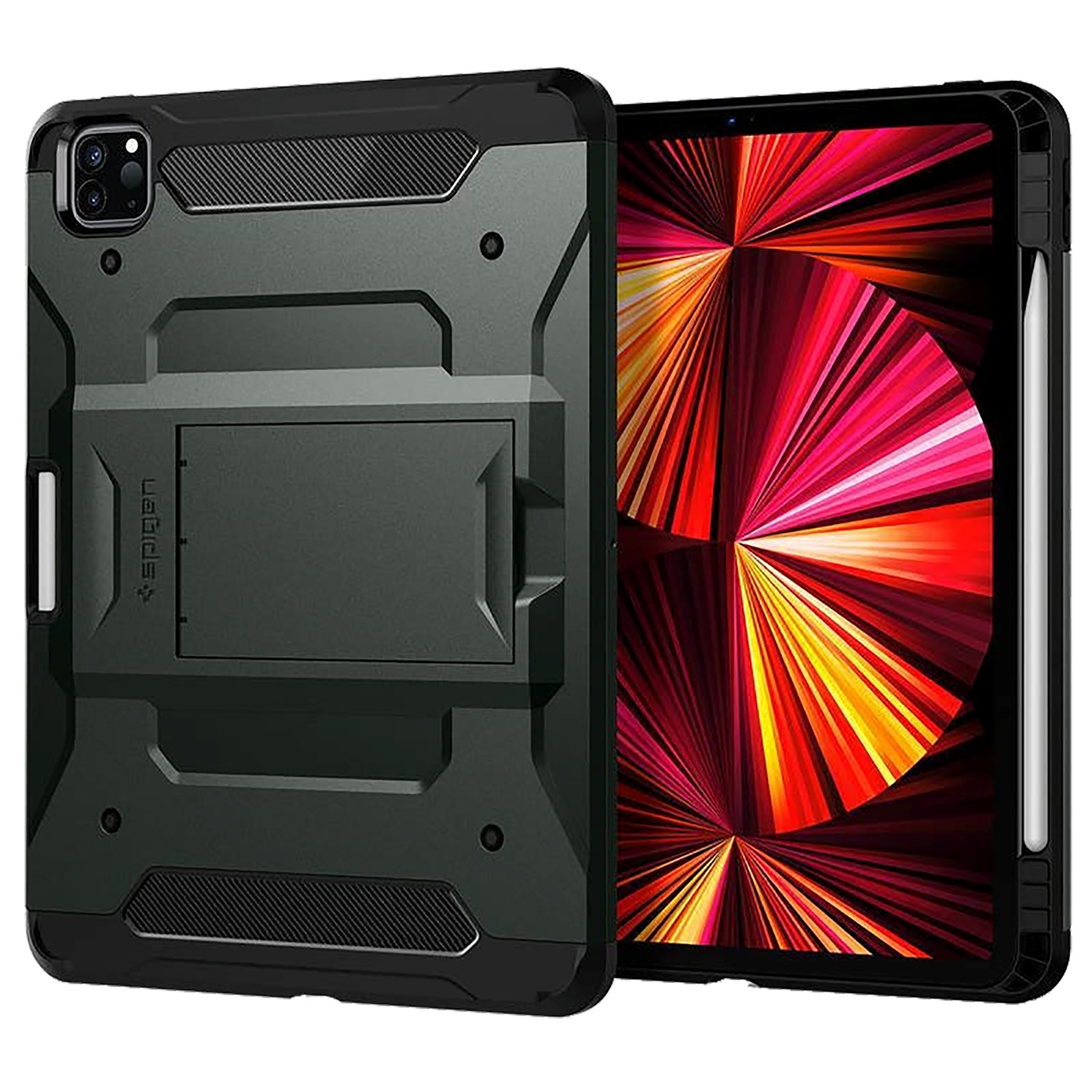 spigen Tough Armor Pro TPU Back Cover for Apple iPad Pro 11 Inch (Air Cushion Technology, Military Green)_1