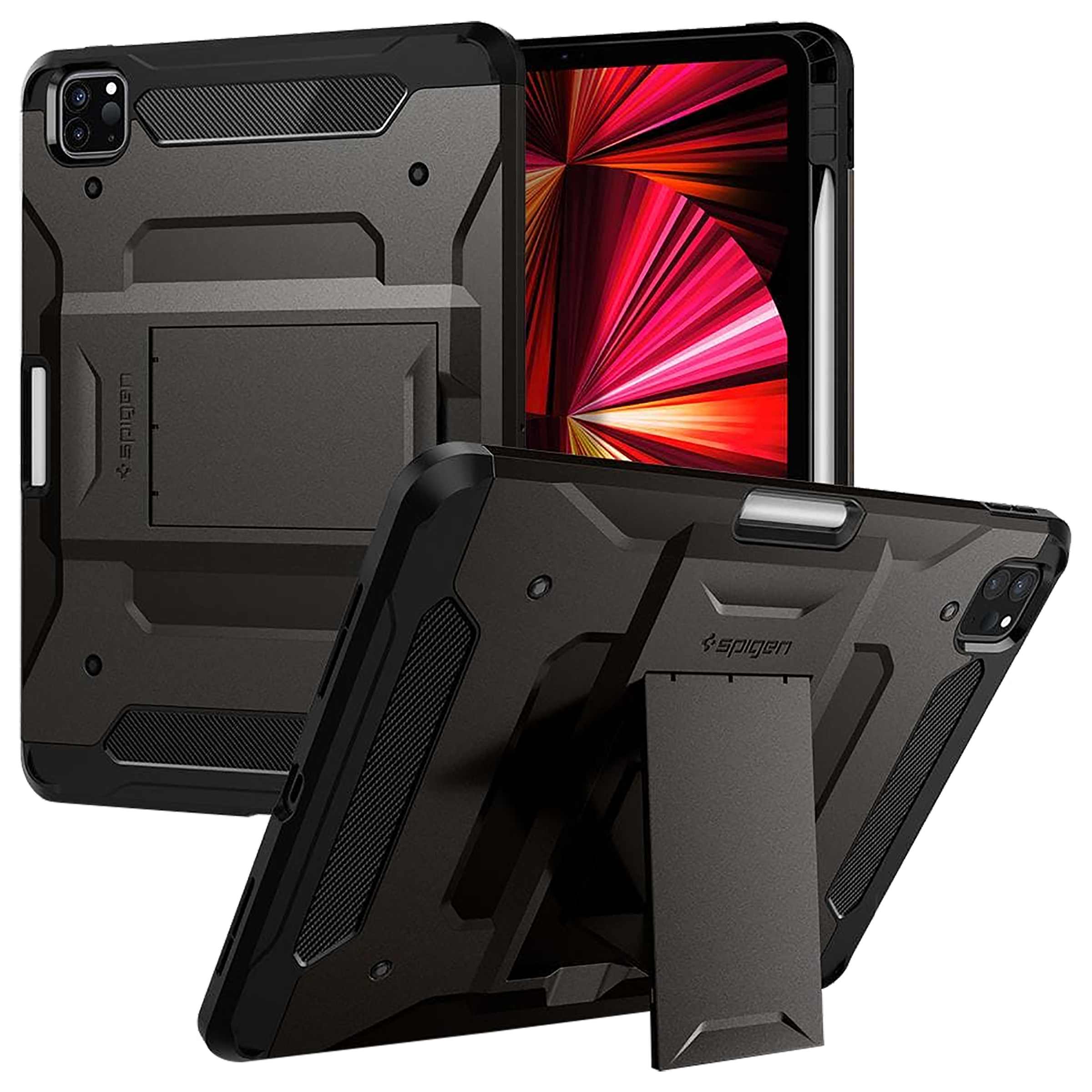 spigen Tough Armor Pro TPU Back Cover for Apple iPad Pro 11 Inch (Air Cushion Technology, Gunmetal)_11
