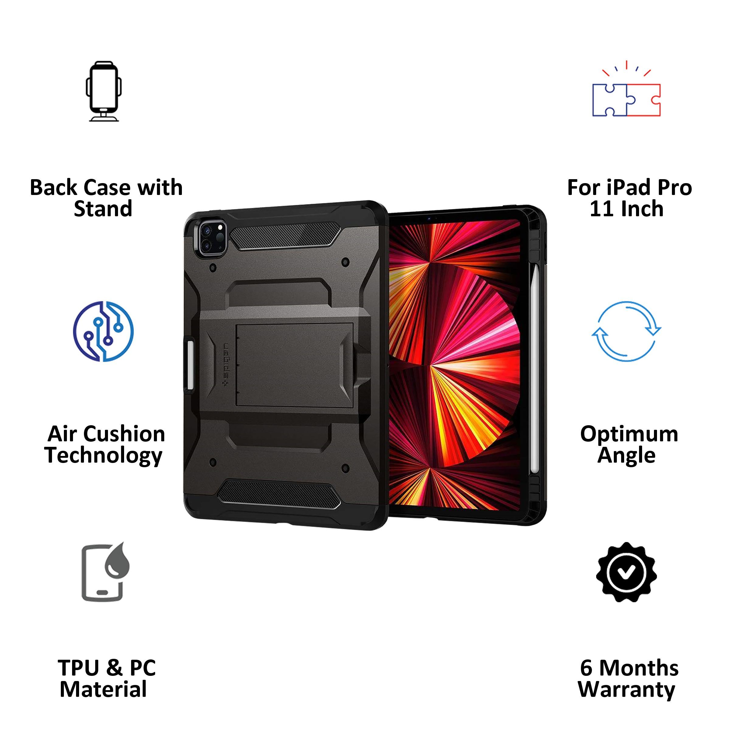 spigen Tough Armor Pro TPU Back Cover for Apple iPad Pro 11 Inch (Air Cushion Technology, Gunmetal)_5