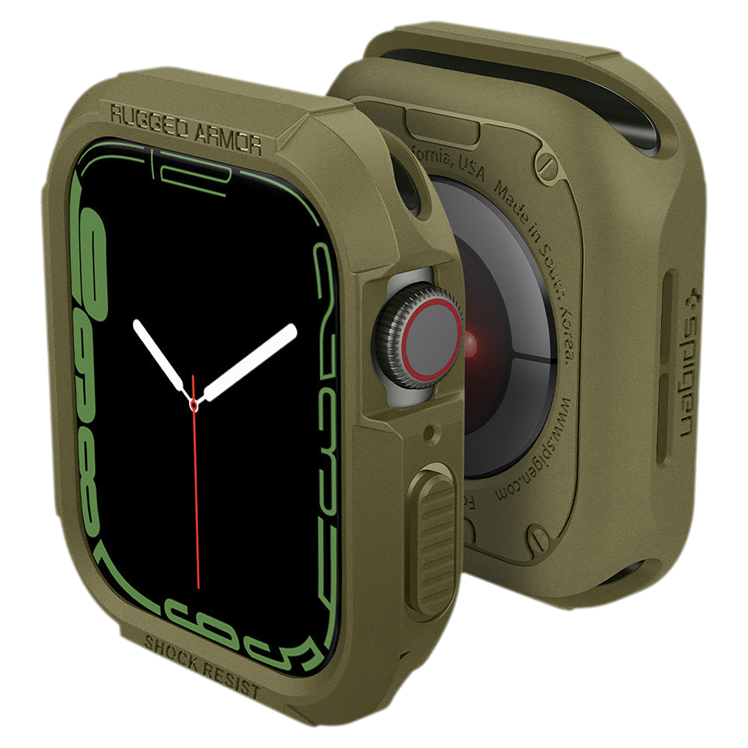 Spigen Rugged Armor TPU Case for Apple Watch Series SE 2, SE, 8, 7, 6, 5 & 4 (41mm / 40mm) (Shock-Absorbent Layer, Olive Green)_3
