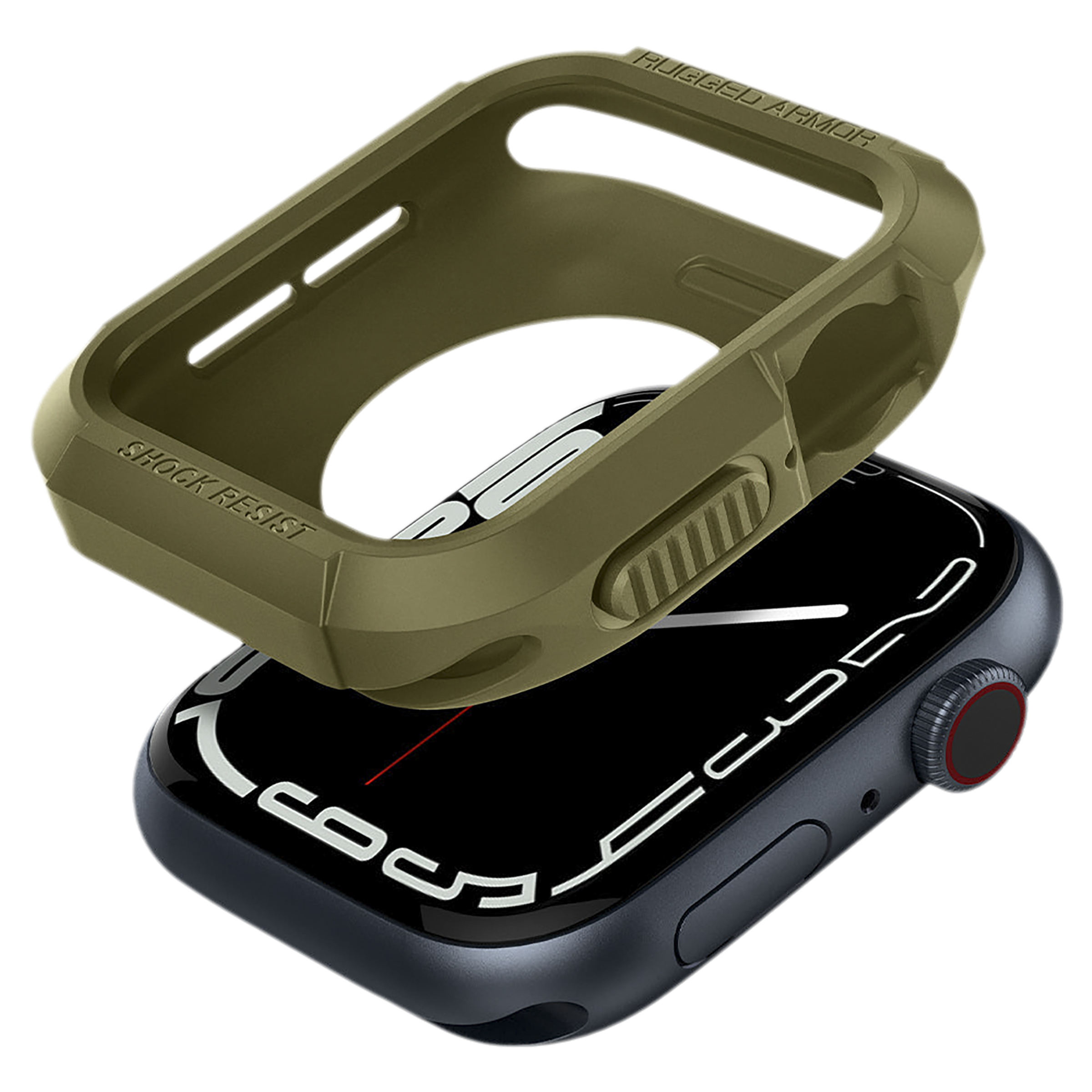 Spigen Rugged Armor TPU Case for Apple Watch Series SE 2, SE, 8, 7, 6, 5 & 4 (41mm / 40mm) (Shock-Absorbent Layer, Olive Green)_9