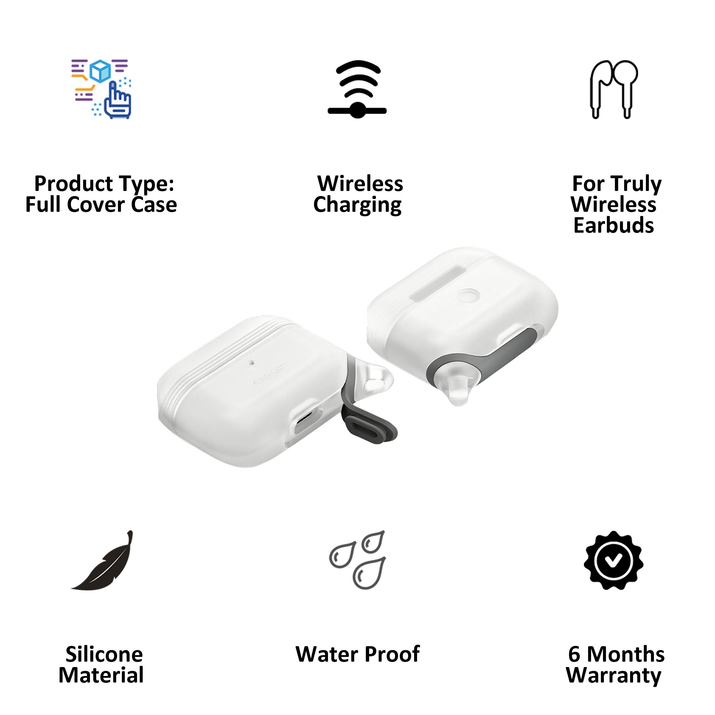 spigen Slim Armor IP Silicone Full Cover Case For AirPods Pro (Fully Compatible With Wireless Charging, ASD02236, Frost Clear)_6