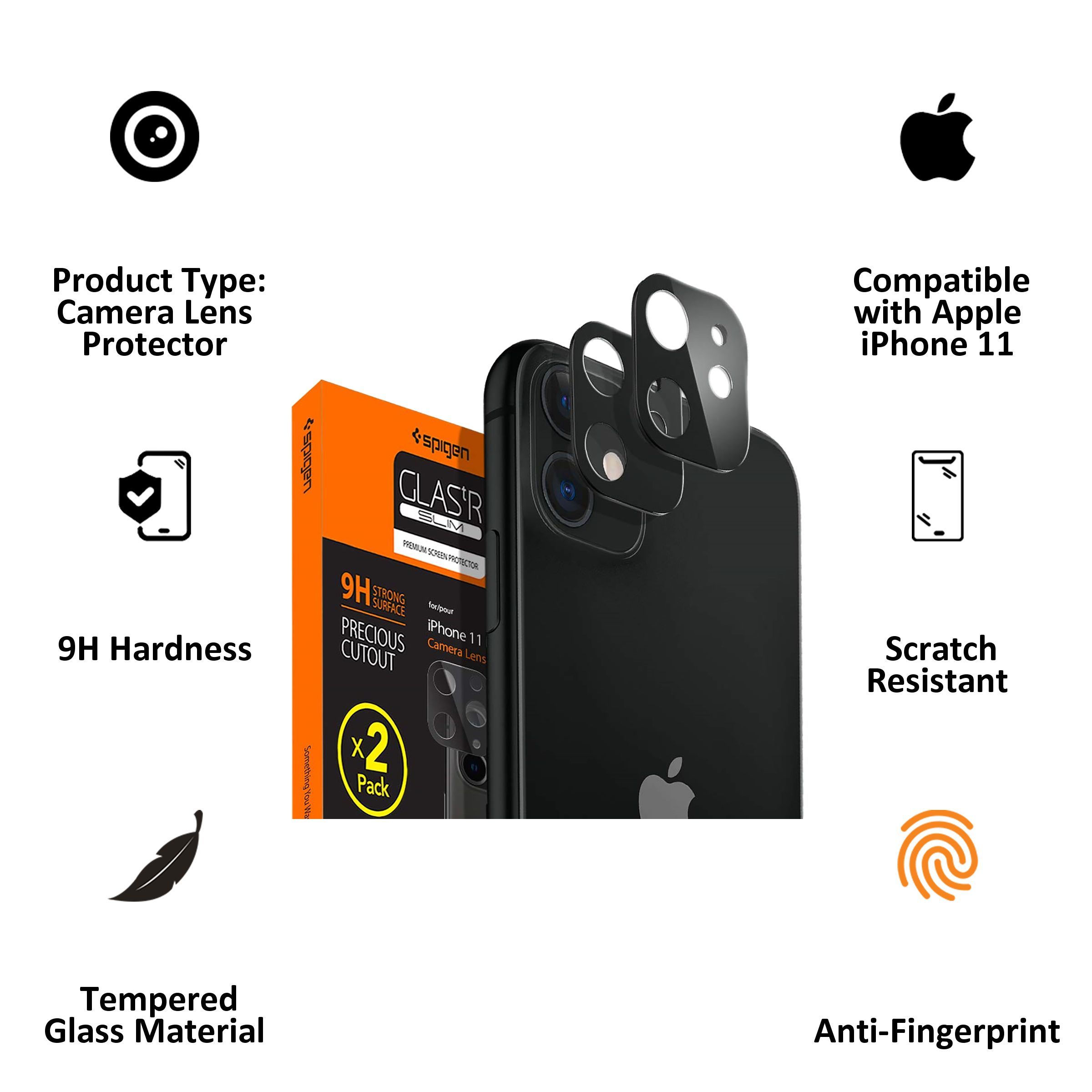 spigen Glas.tR Slim Camera Lens Protector For iPhone 11 (Anti-Scratch, AGL00506, Black)_2