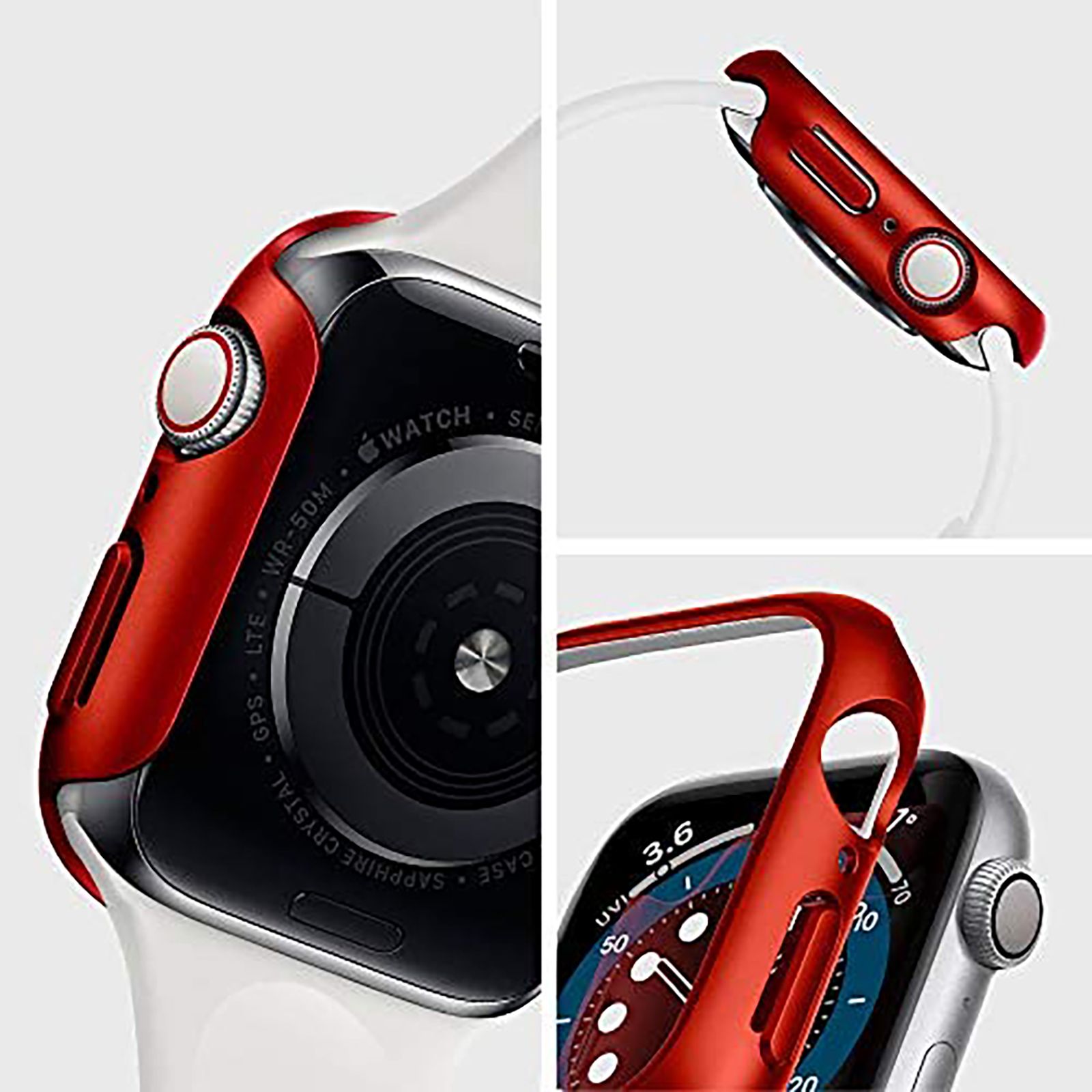 Spigen Thin Fit Polycarbonate Case for Apple Watch Series SE 2, SE, 6, 5 & 4 (44mm) (Razor-Thin Frame, Metallic Red)_10