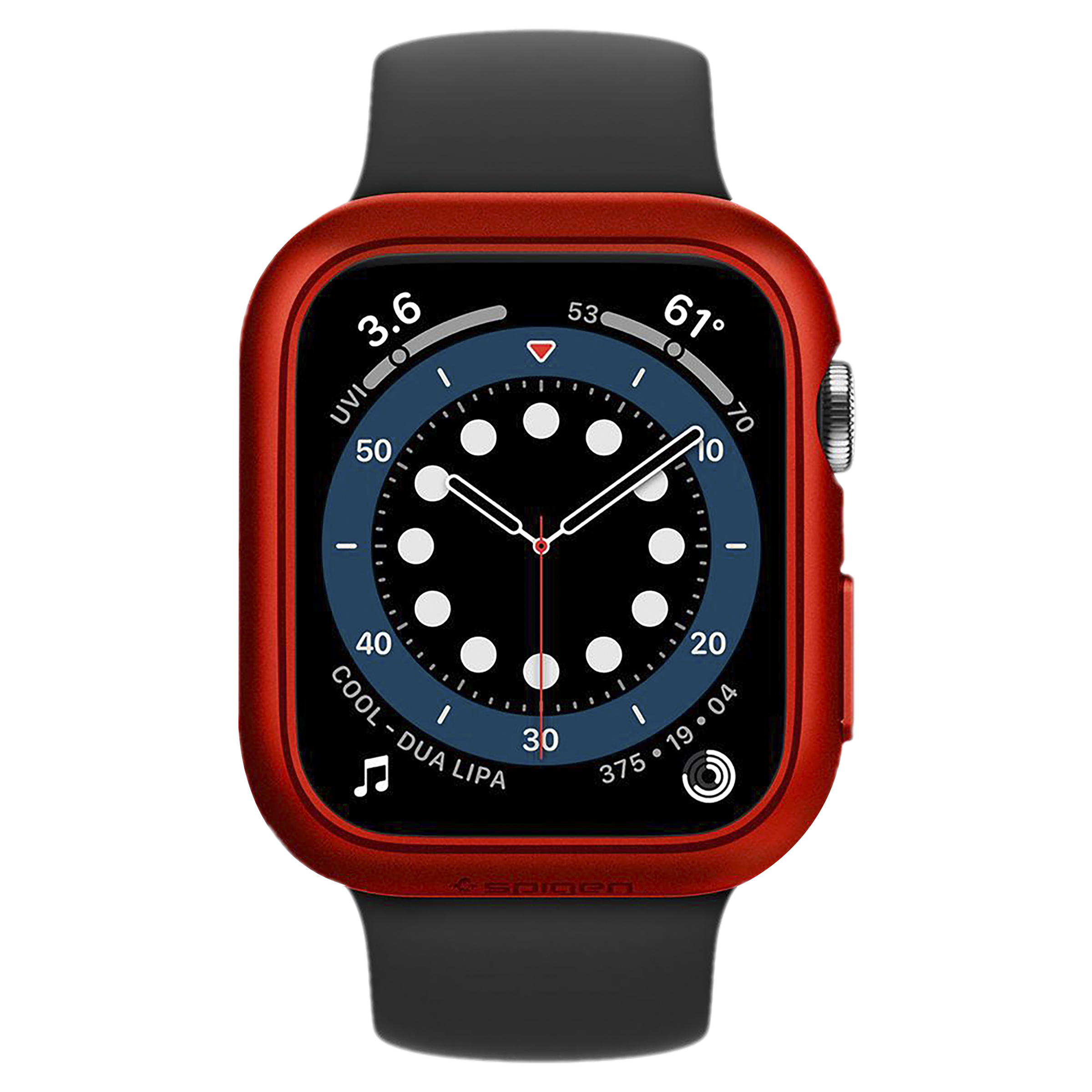 Spigen Thin Fit Polycarbonate Case for Apple Watch Series SE 2, SE, 6, 5 & 4 (44mm) (Razor-Thin Frame, Metallic Red)_3