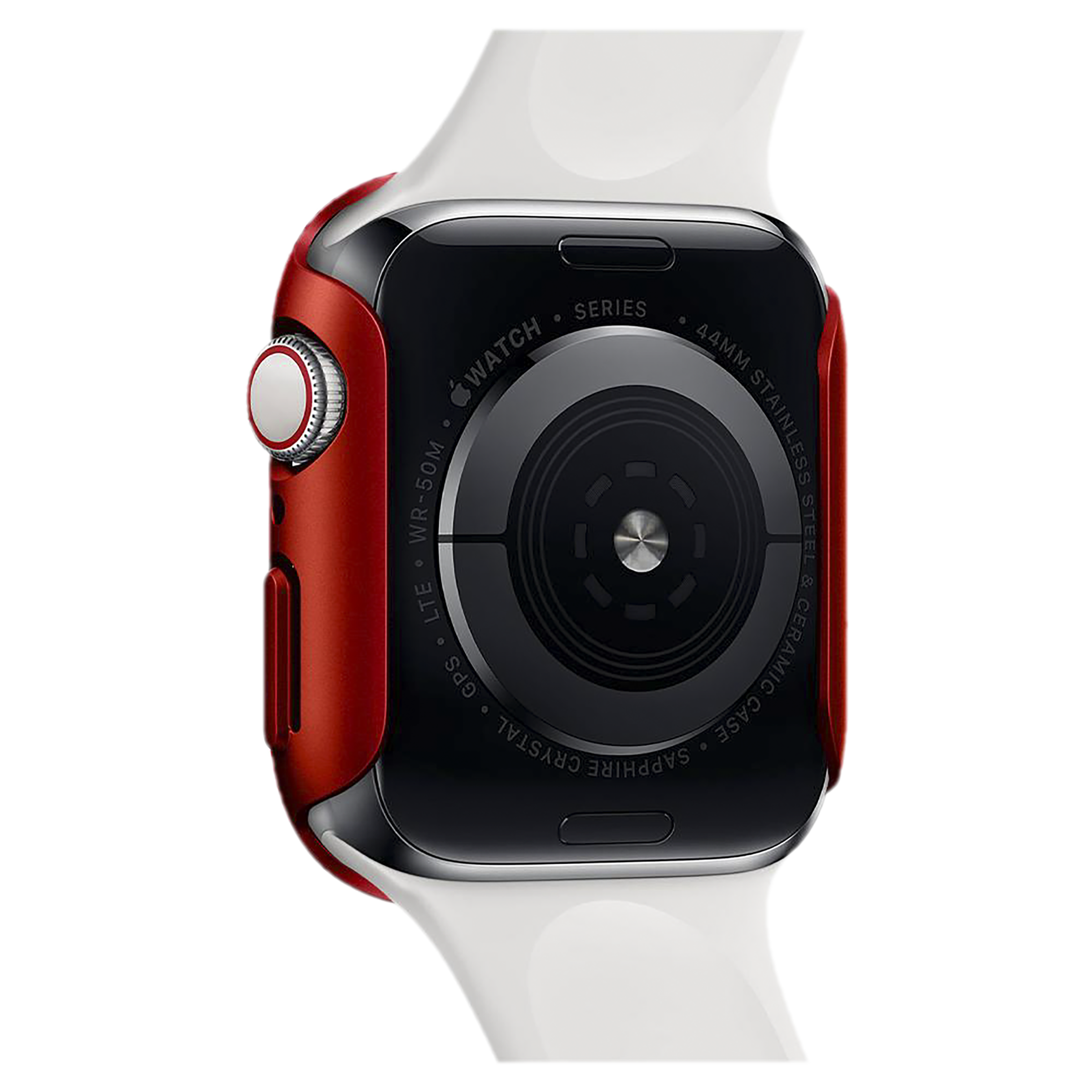 Spigen Thin Fit Polycarbonate Case for Apple Watch Series SE 2, SE, 6, 5 & 4 (44mm) (Razor-Thin Frame, Metallic Red)_4