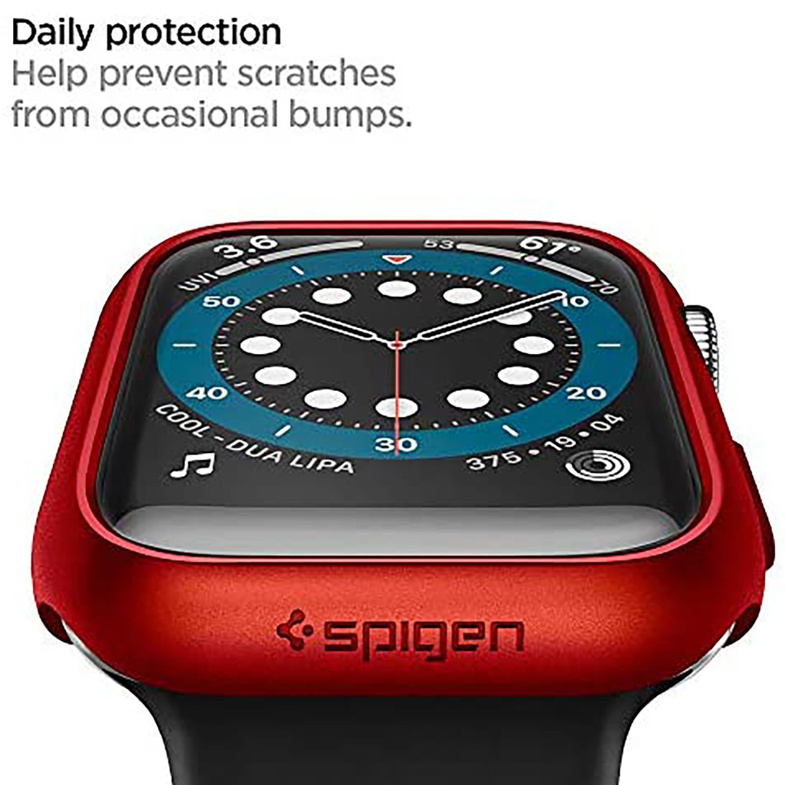 Spigen Thin Fit Polycarbonate Case for Apple Watch Series SE 2, SE, 6, 5 & 4 (44mm) (Razor-Thin Frame, Metallic Red)_8