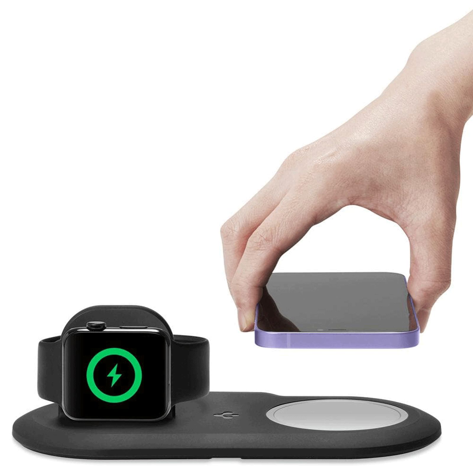 spigen Magfit 2-in-1 Wireless Charger for iPhone and iWatch (Nanotac Technology, Black)_14