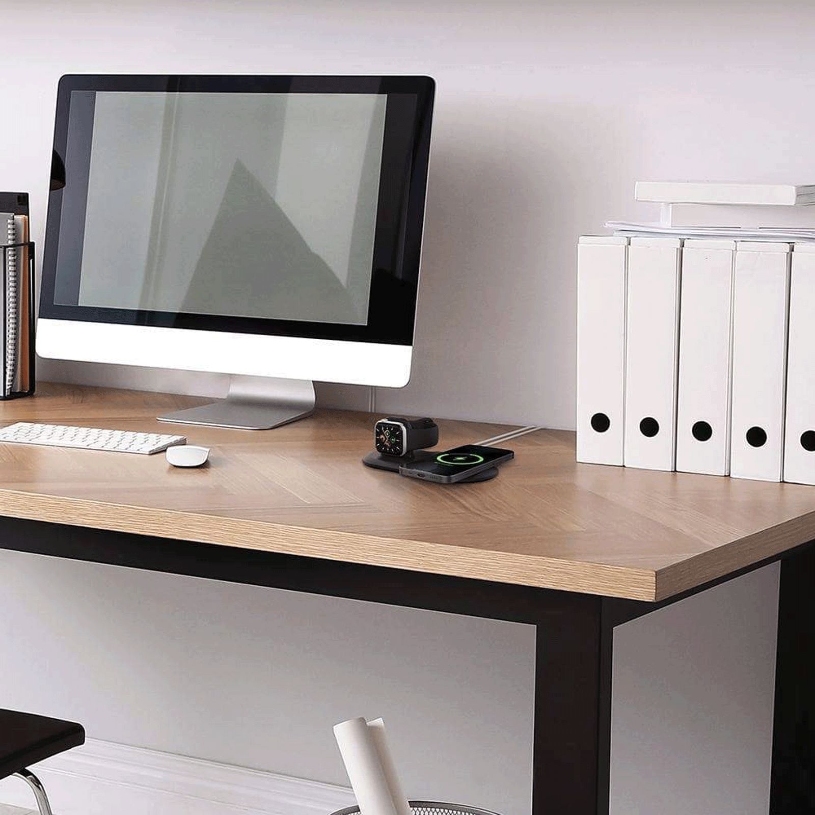 spigen Magfit 2-in-1 Wireless Charger for iPhone and iWatch (Nanotac Technology, Black)_15