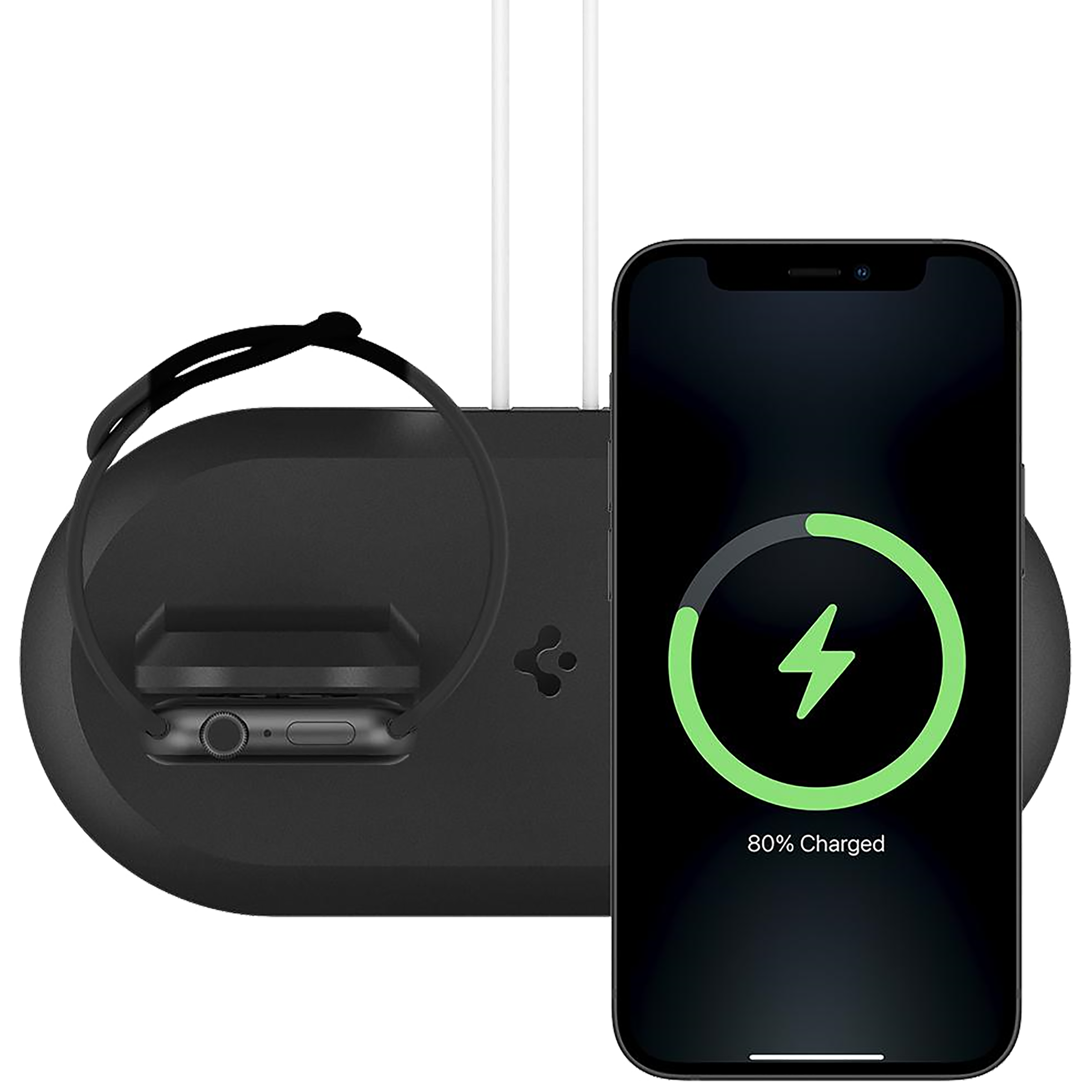 spigen Magfit 2-in-1 Wireless Charger for iPhone and iWatch (Nanotac Technology, Black)_16