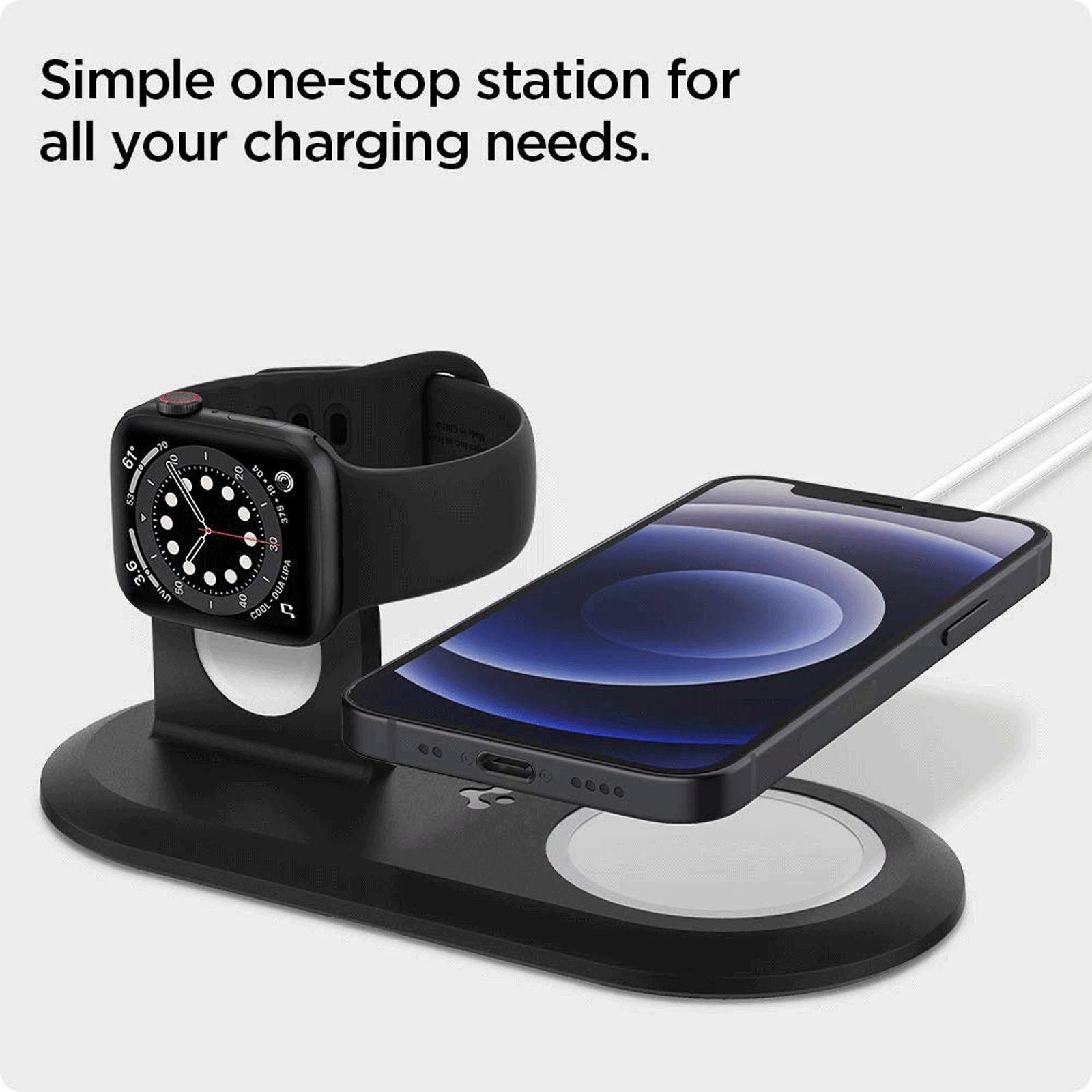 spigen Magfit 2-in-1 Wireless Charger for iPhone and iWatch (Nanotac Technology, Black)_17