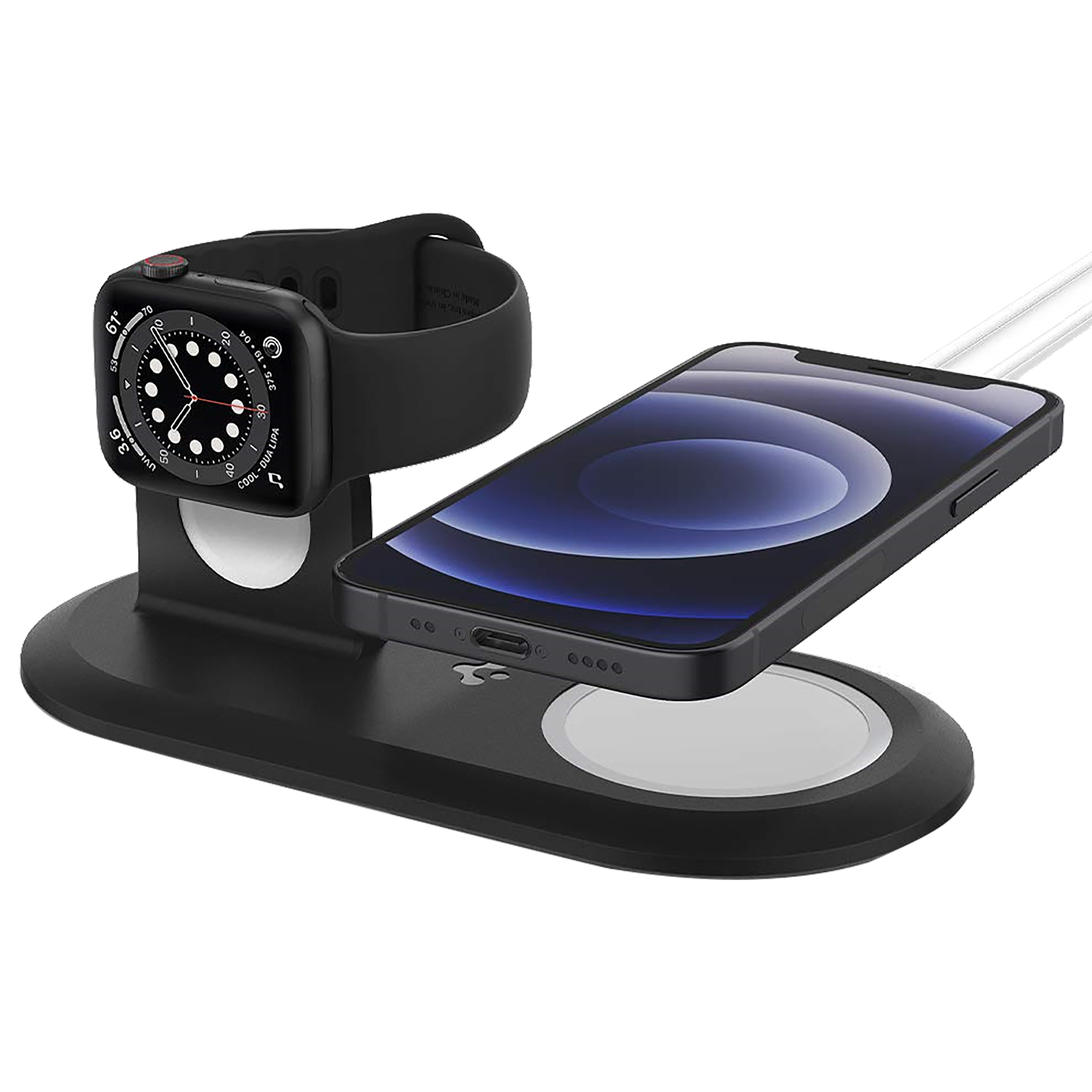 spigen Magfit 2-in-1 Wireless Charger for iPhone and iWatch (Nanotac Technology, Black)_2