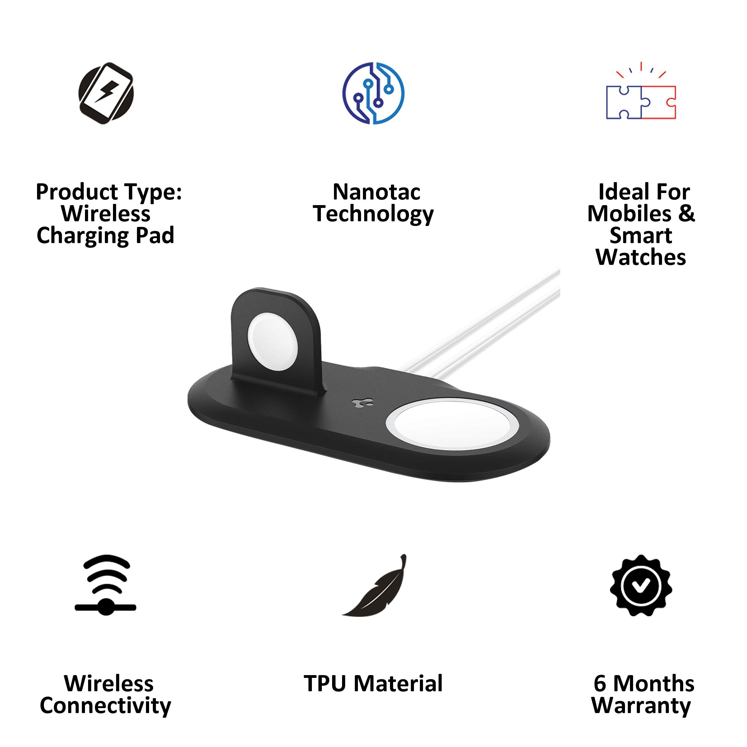 spigen Magfit 2-in-1 Wireless Charger for iPhone and iWatch (Nanotac Technology, Black)_4