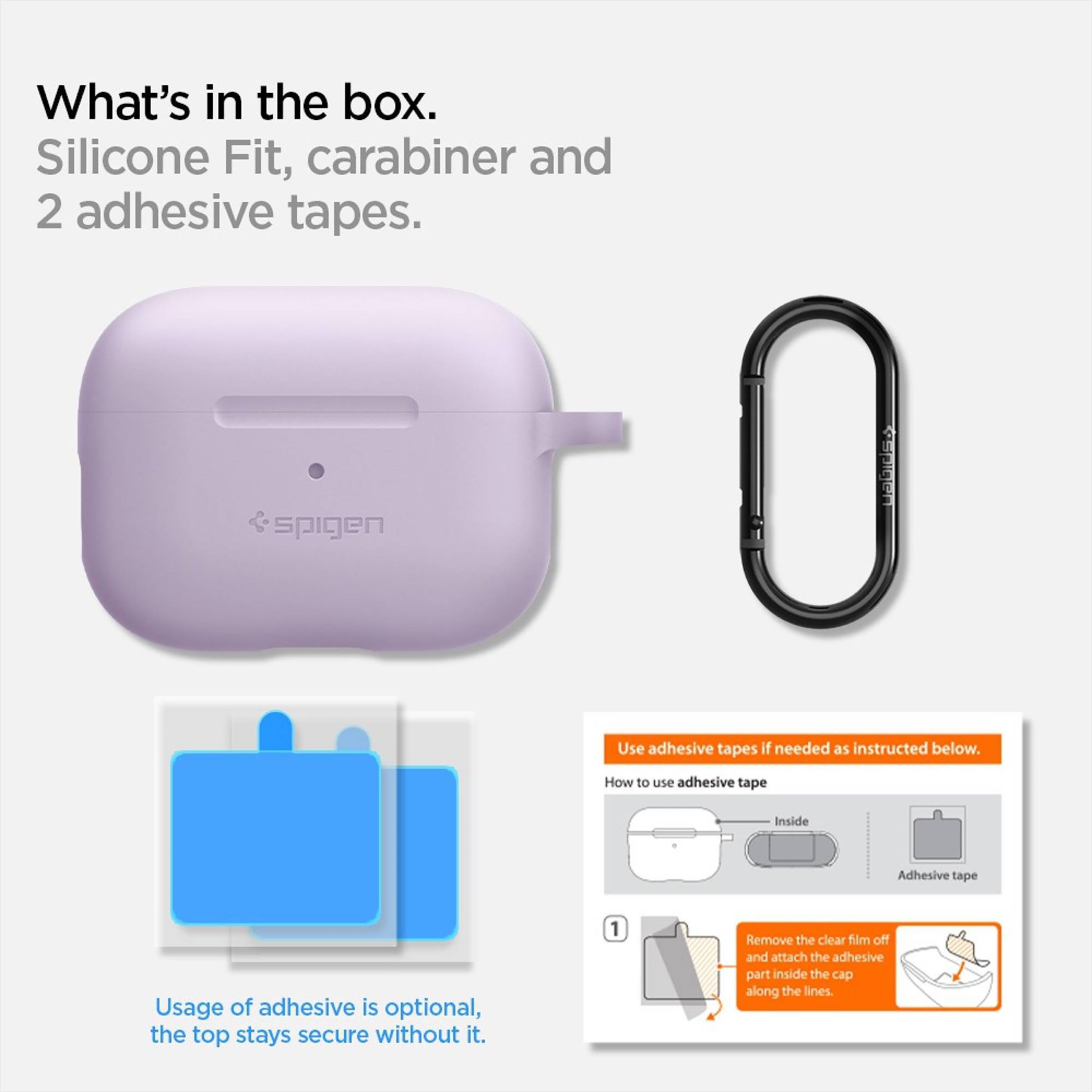 spigen Silicone Fit Silicone Full Cover Case For Airpods Pro (Shock Absorbent, ASD02168, Lavender)_7