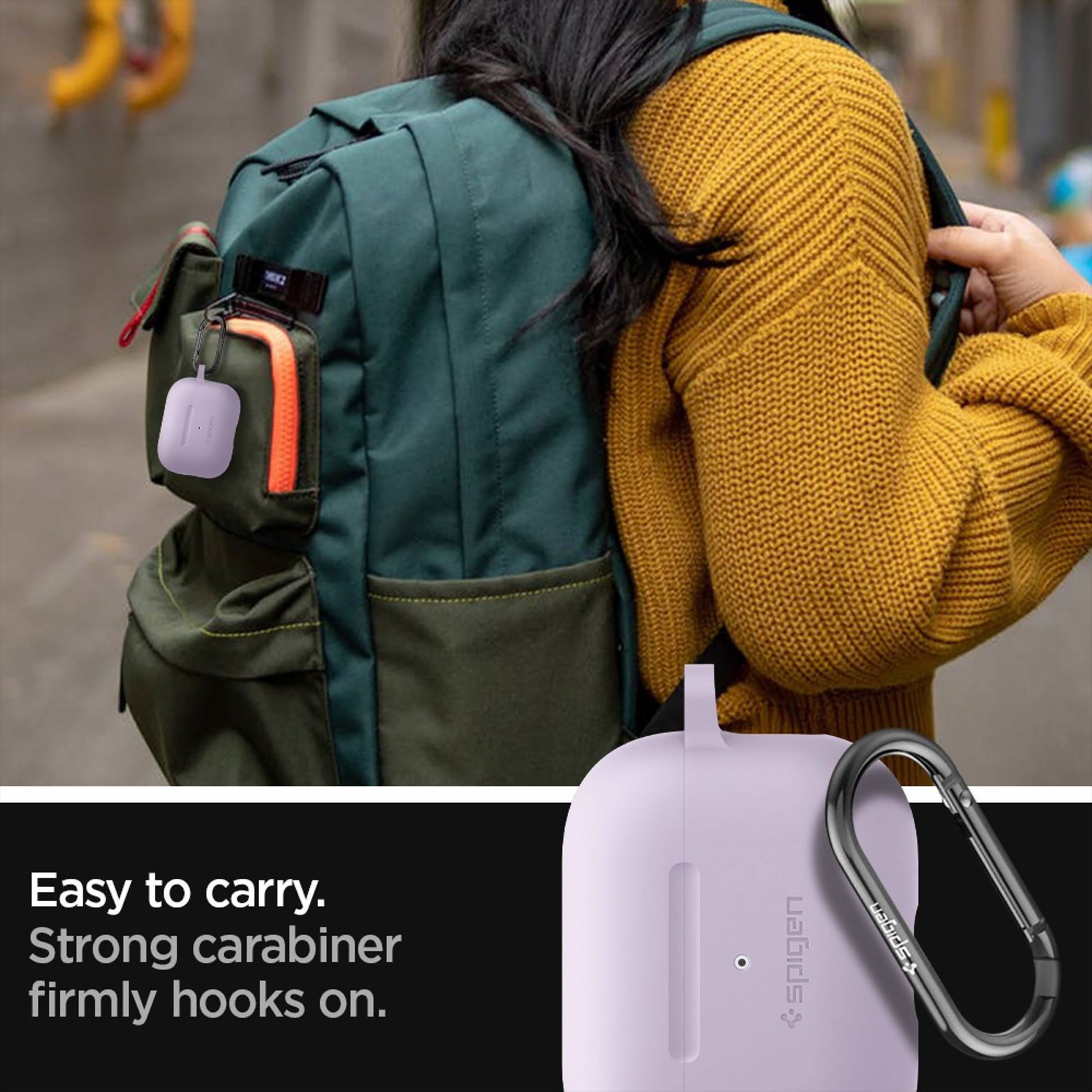 spigen Silicone Fit Silicone Full Cover Case For Airpods Pro (Shock Absorbent, ASD02168, Lavender)_9