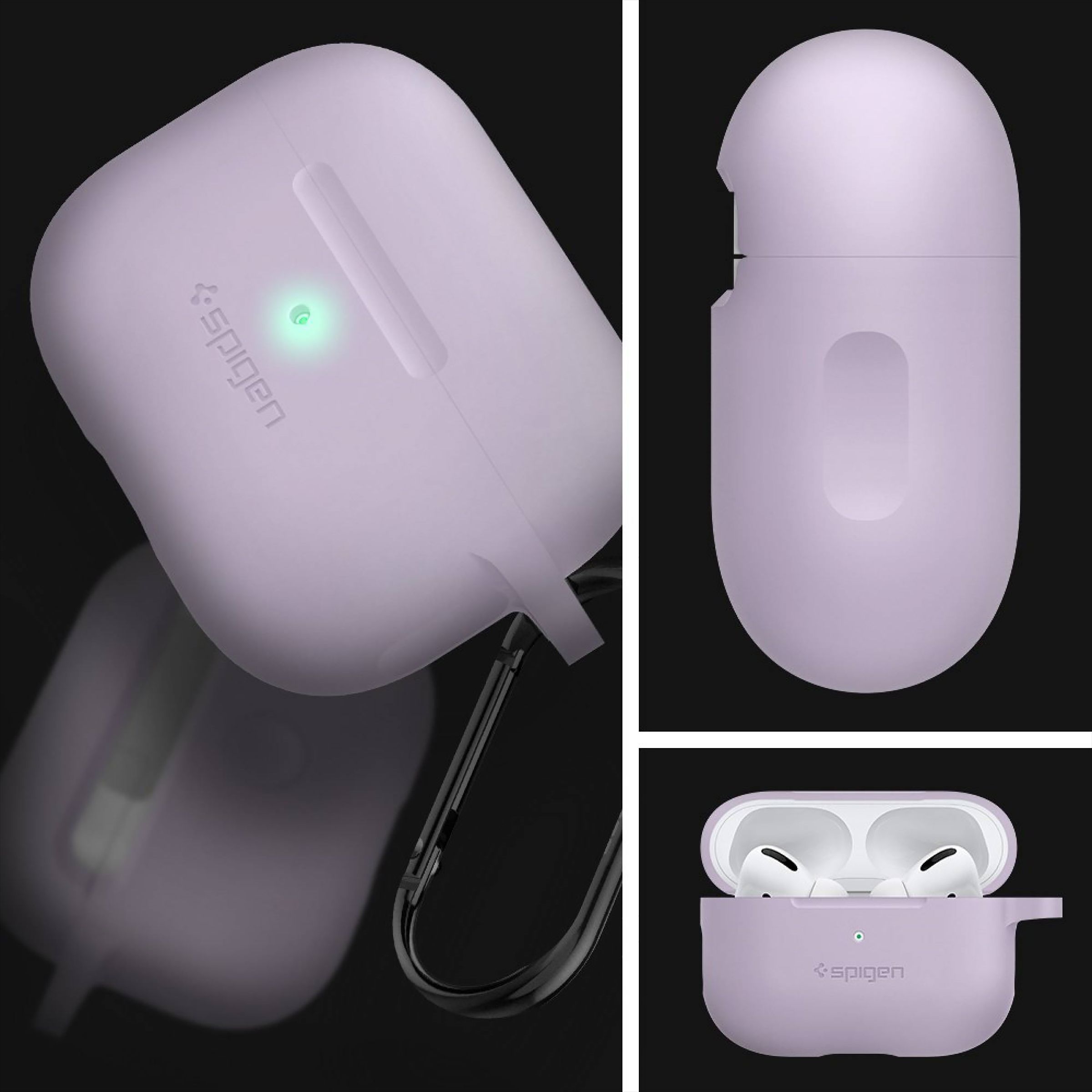 spigen Silicone Fit Silicone Full Cover Case For Airpods Pro (Shock Absorbent, ASD02168, Lavender)_10