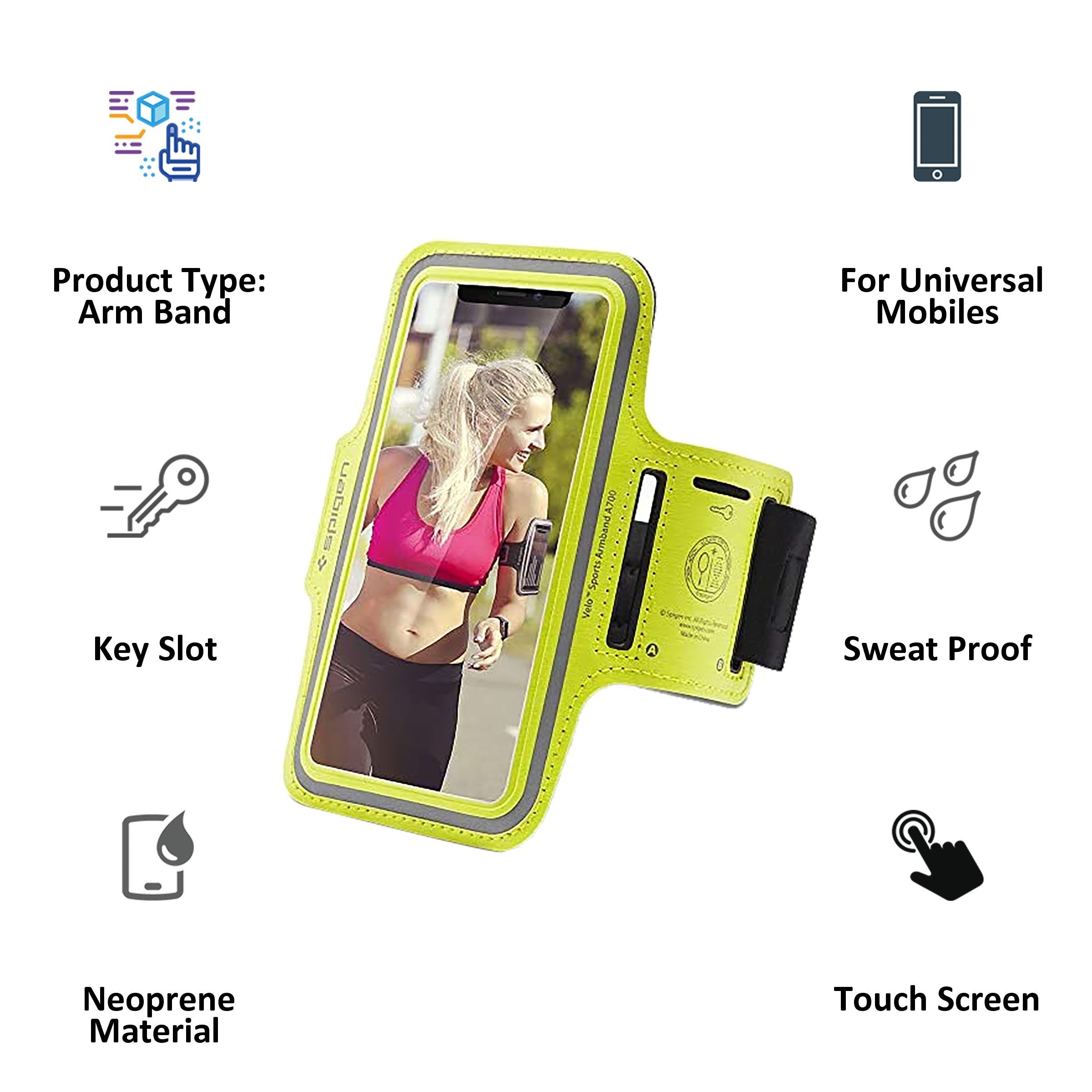 spigen A700 Sport Neoprene Back Cover for Universal Mobiles (Sweat Proof,, Neon)_2