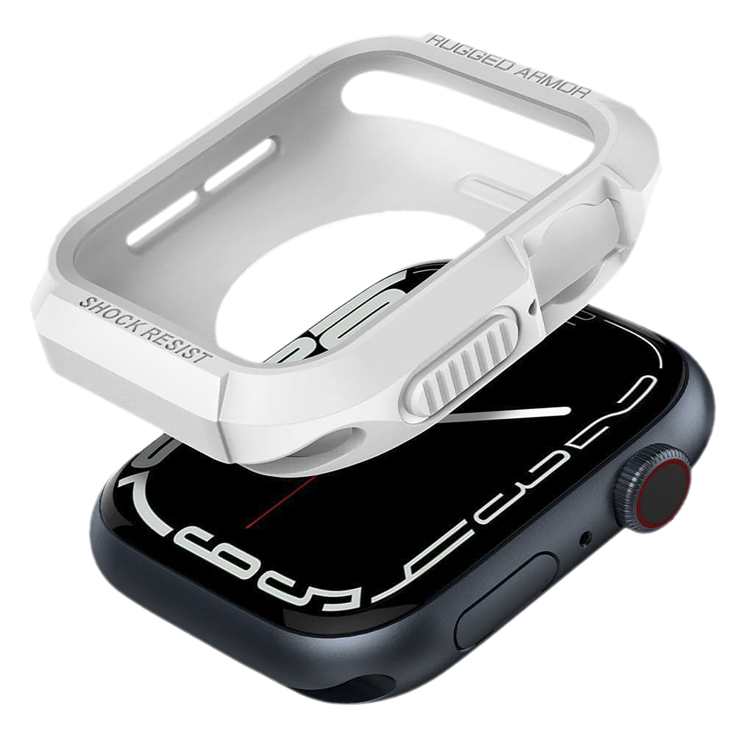 Spigen Rugged Armor TPU Case for Apple Watch Series SE 2, SE, 8, 7, 6, 5 & 4 (45mm / 44mm) (Shock-Absorbent Layer, White)_11