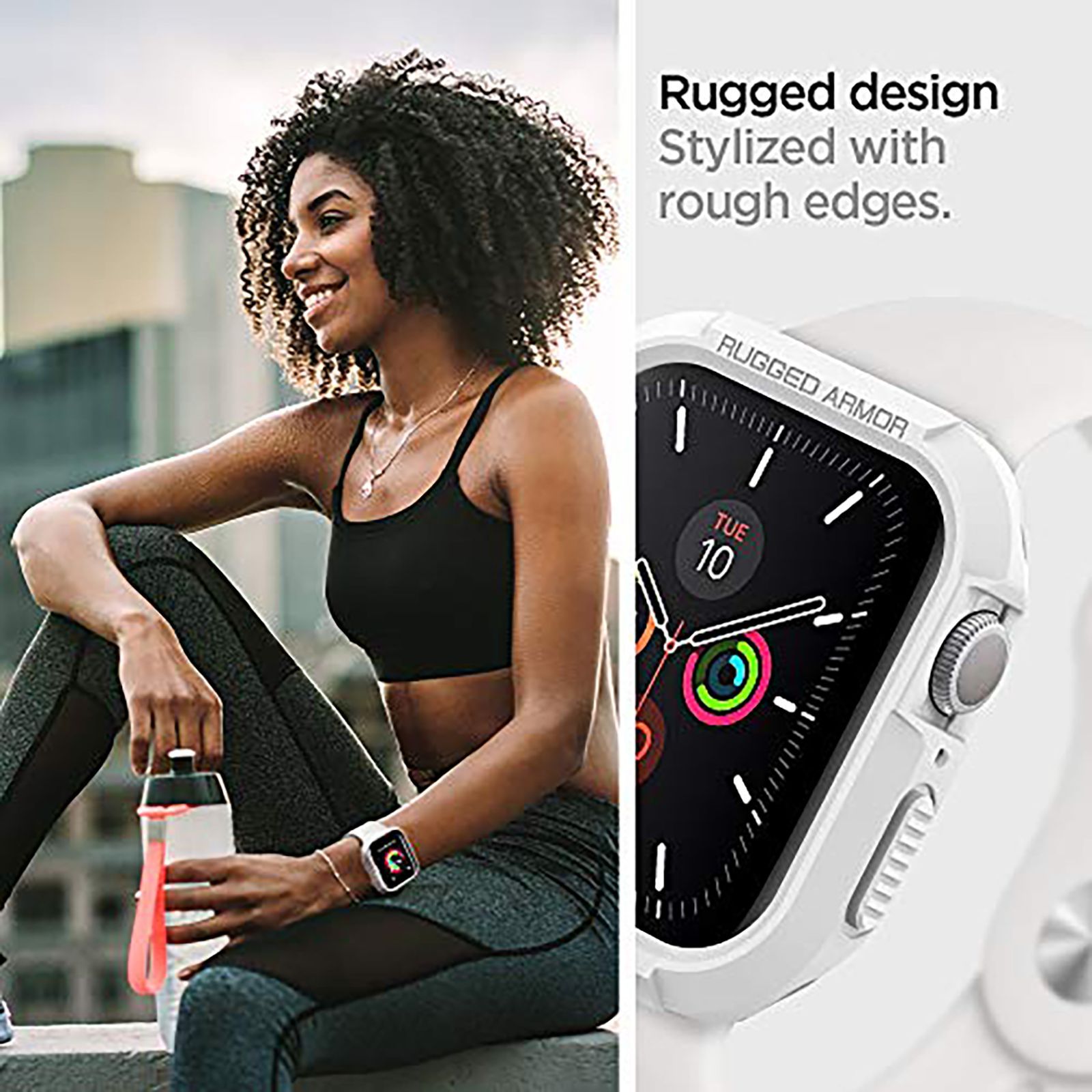 Spigen Rugged Armor TPU Case for Apple Watch Series SE 2, SE, 8, 7, 6, 5 & 4 (45mm / 44mm) (Shock-Absorbent Layer, White)_12