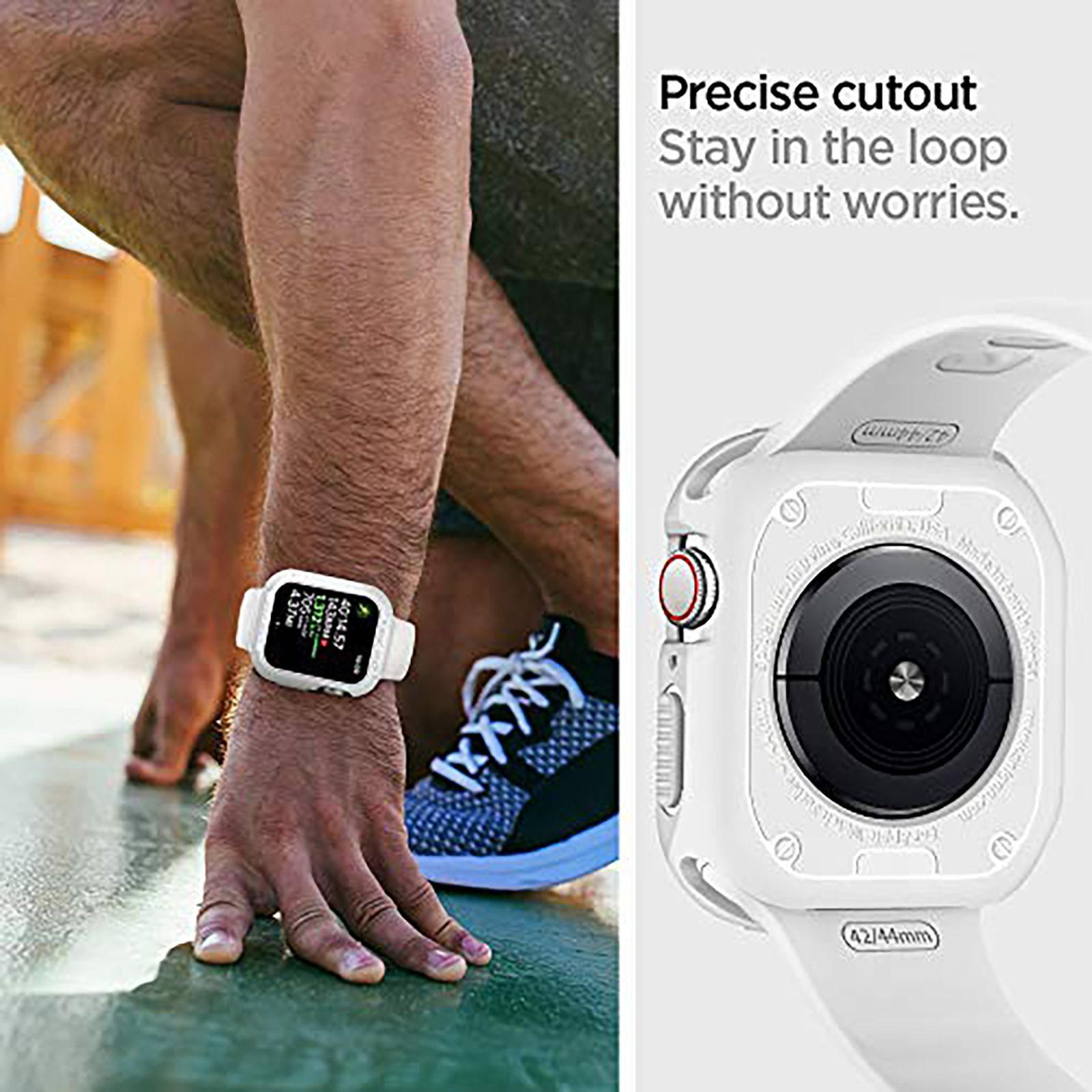 Spigen Rugged Armor TPU Case for Apple Watch Series SE 2, SE, 8, 7, 6, 5 & 4 (45mm / 44mm) (Shock-Absorbent Layer, White)_13