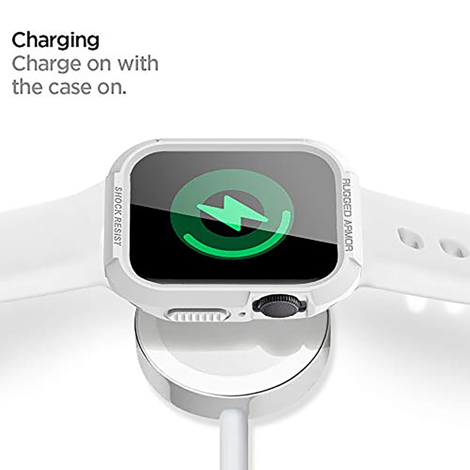 Spigen Rugged Armor TPU Case for Apple Watch Series SE 2, SE, 8, 7, 6, 5 & 4 (45mm / 44mm) (Shock-Absorbent Layer, White)_15