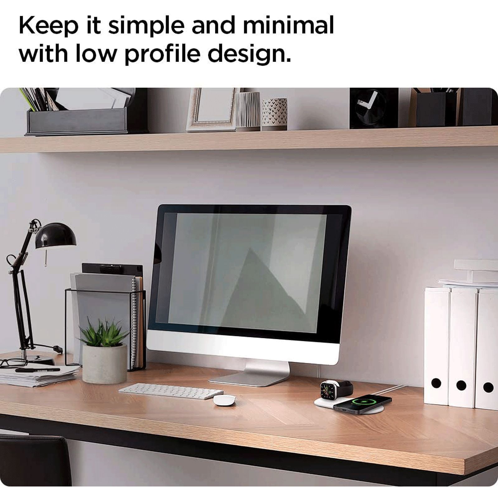 spigen Magfit 2-in-1 Wireless Charger for iPhone and iWatch (Nanotac Technology, White)_13