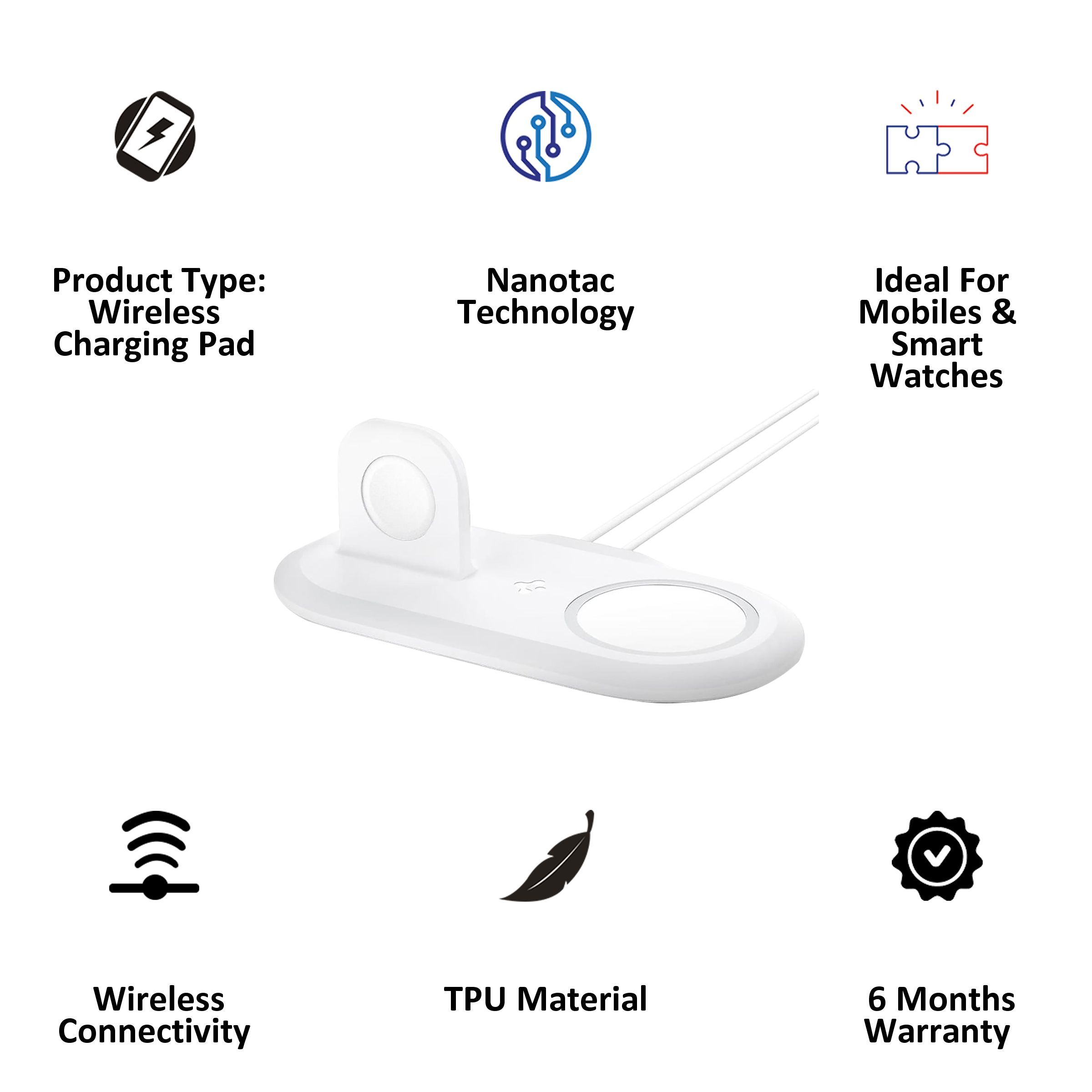 spigen Magfit 2-in-1 Wireless Charger for iPhone and iWatch (Nanotac Technology, White)_4