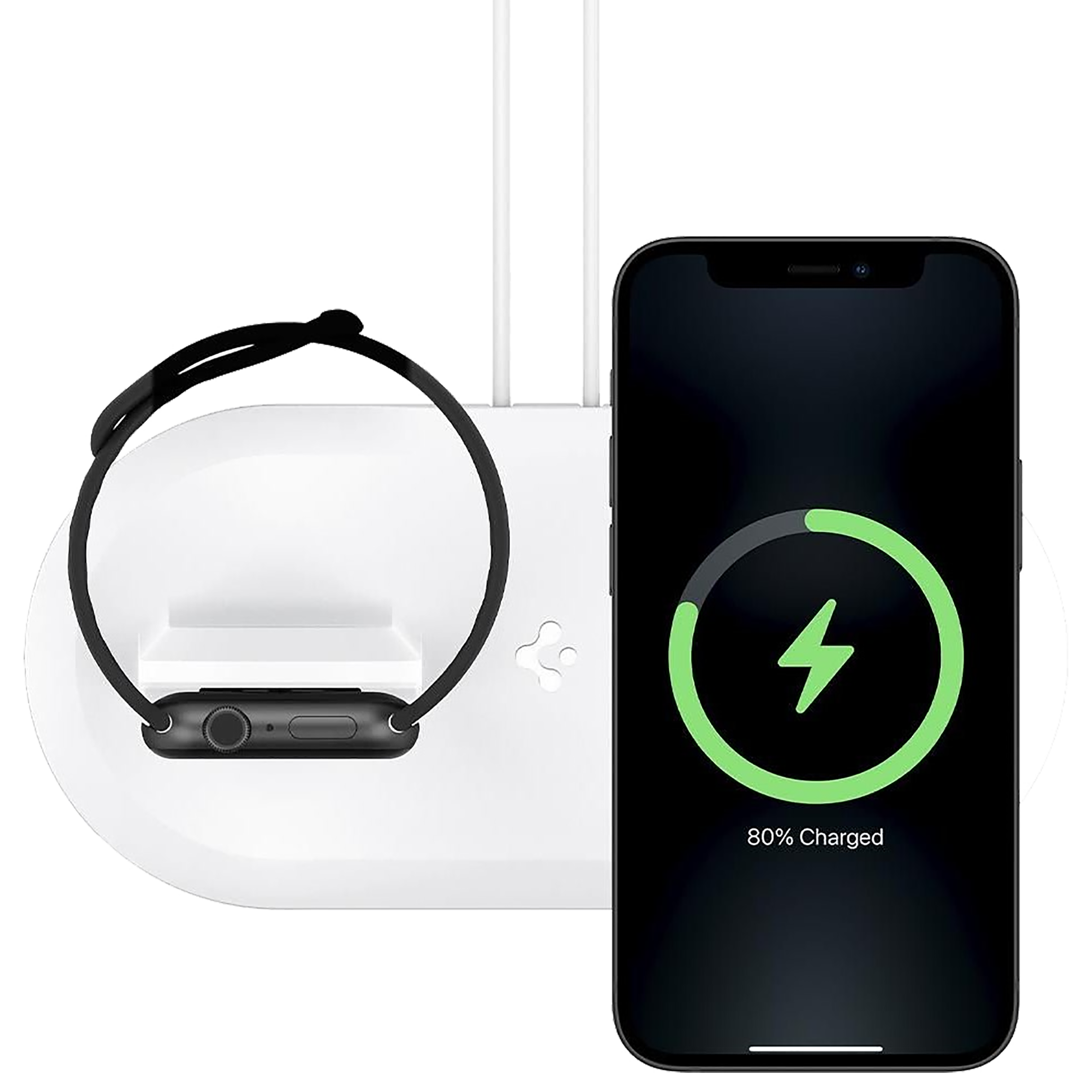 spigen Magfit 2-in-1 Wireless Charger for iPhone and iWatch (Nanotac Technology, White)_8