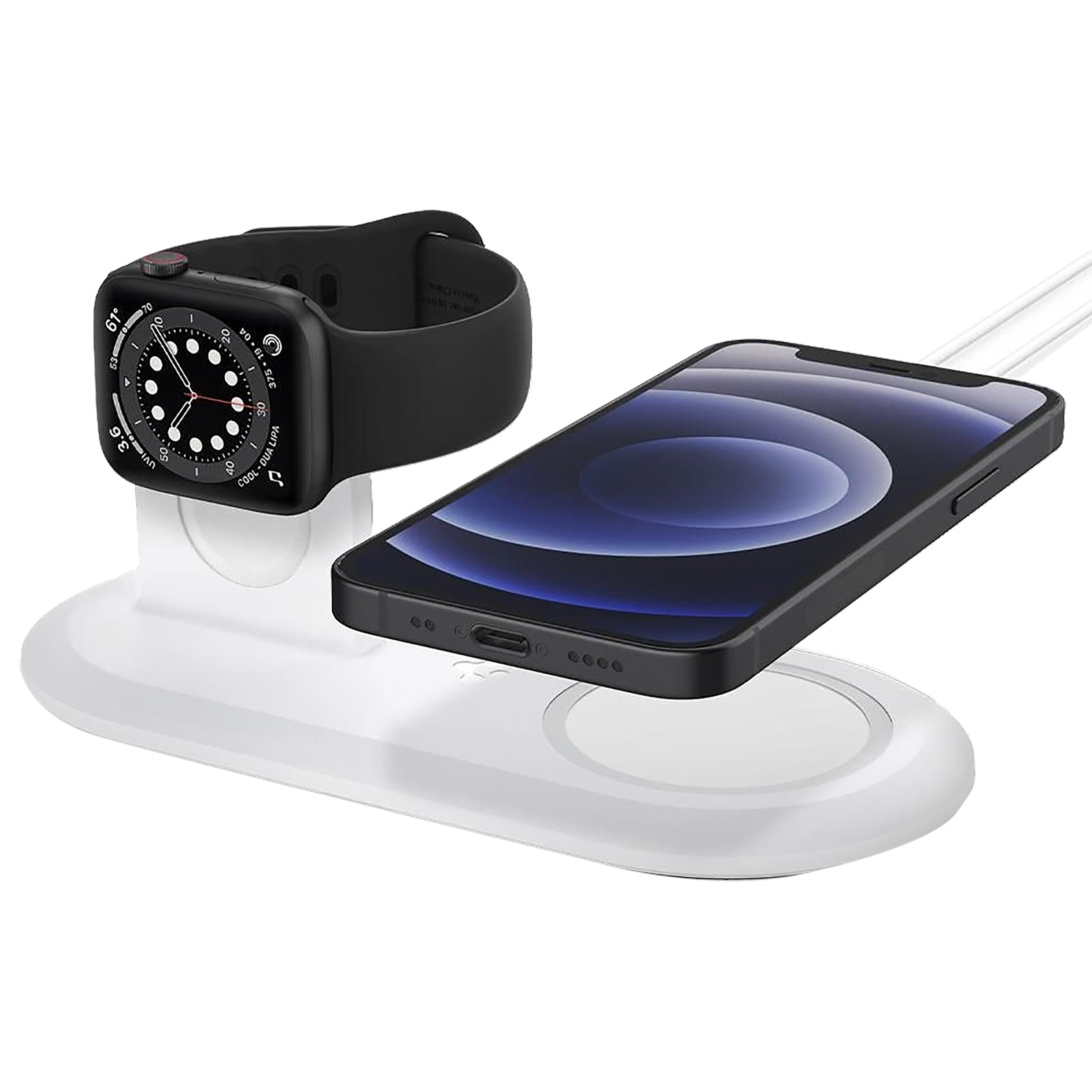 spigen Magfit 2-in-1 Wireless Charger for iPhone and iWatch (Nanotac Technology, White)_9