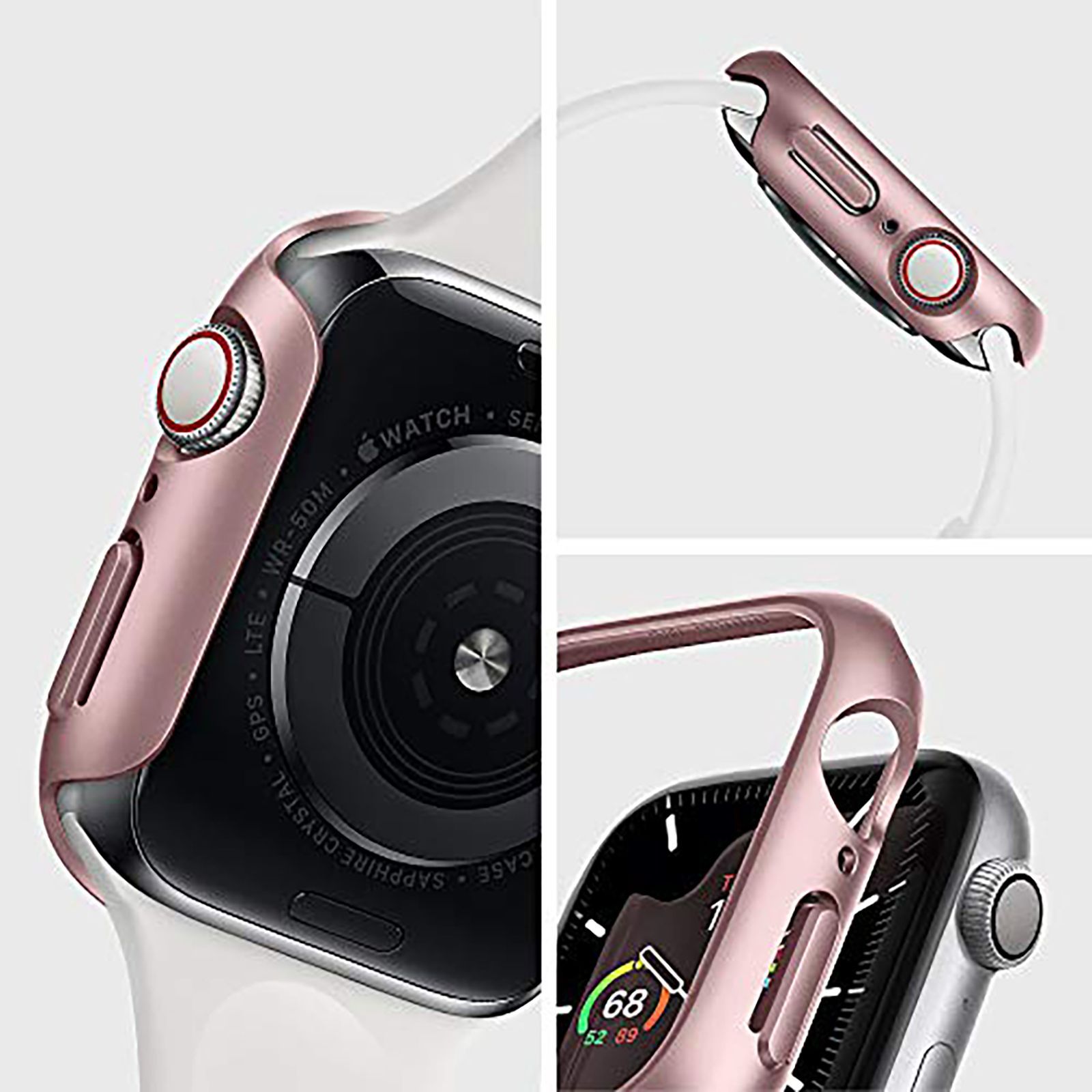 Spigen Thin Fit Polycarbonate Case for Apple Watch Series SE 2, SE, 6, 5 & 4 (44mm) (Razor-Thin Frame, Rose Gold)_13