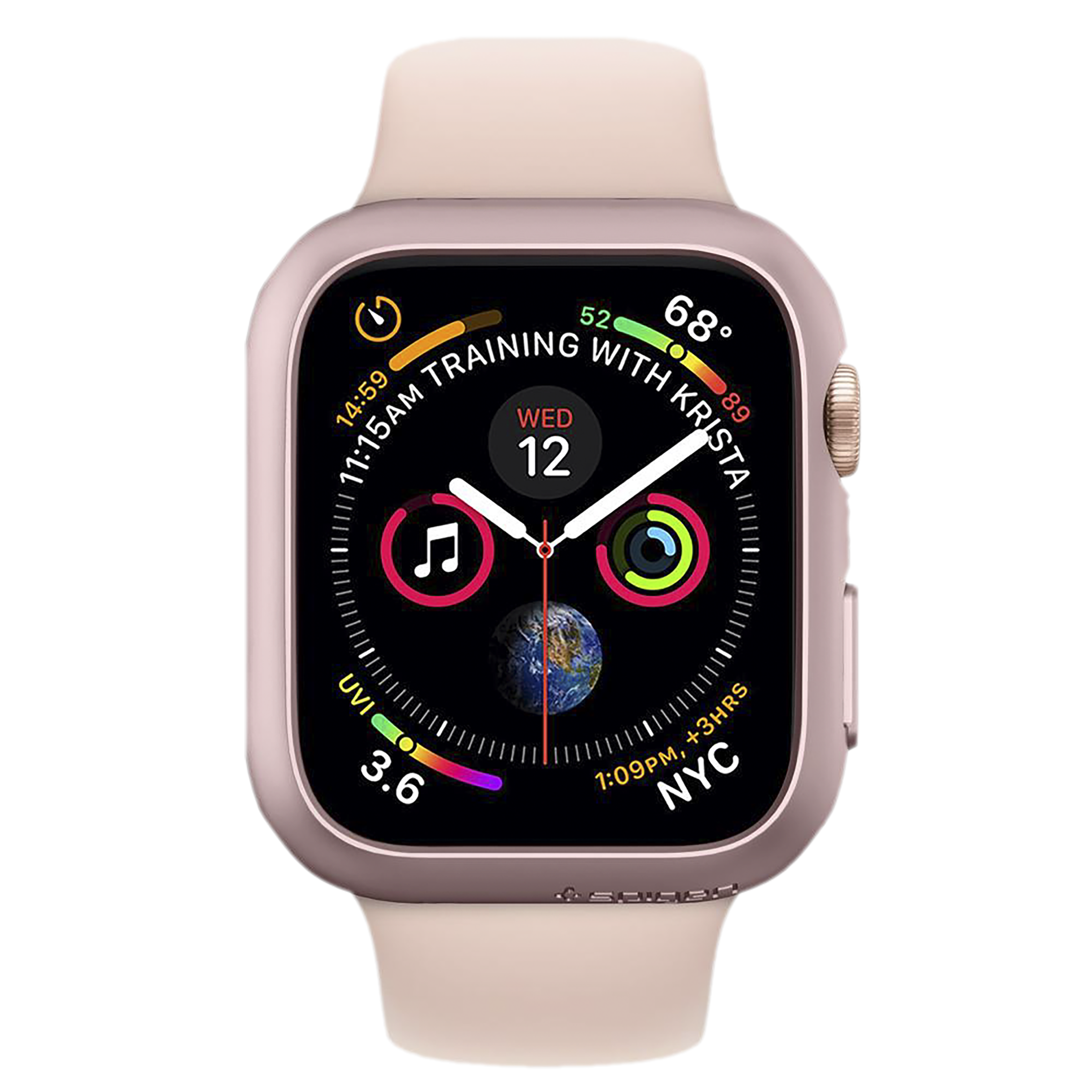 Spigen Thin Fit Polycarbonate Case for Apple Watch Series SE 2, SE, 6, 5 & 4 (44mm) (Razor-Thin Frame, Rose Gold)_3