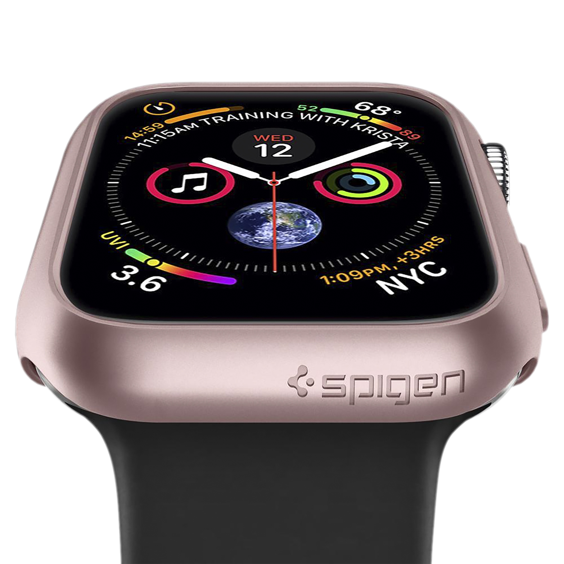 Spigen Thin Fit Polycarbonate Case for Apple Watch Series SE 2, SE, 6, 5 & 4 (44mm) (Razor-Thin Frame, Rose Gold)_5