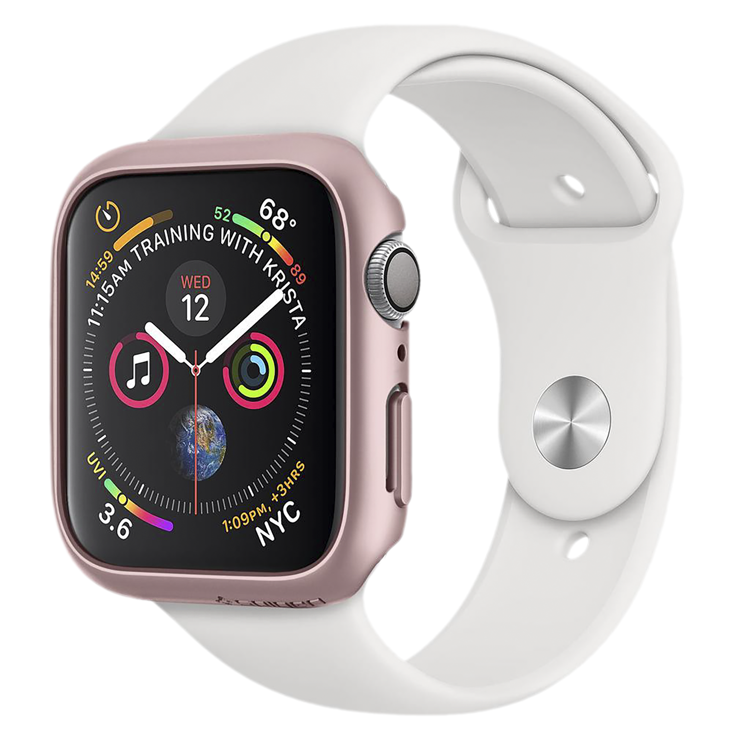 Spigen Thin Fit Polycarbonate Case for Apple Watch Series SE 2, SE, 6, 5 & 4 (44mm) (Razor-Thin Frame, Rose Gold)_8