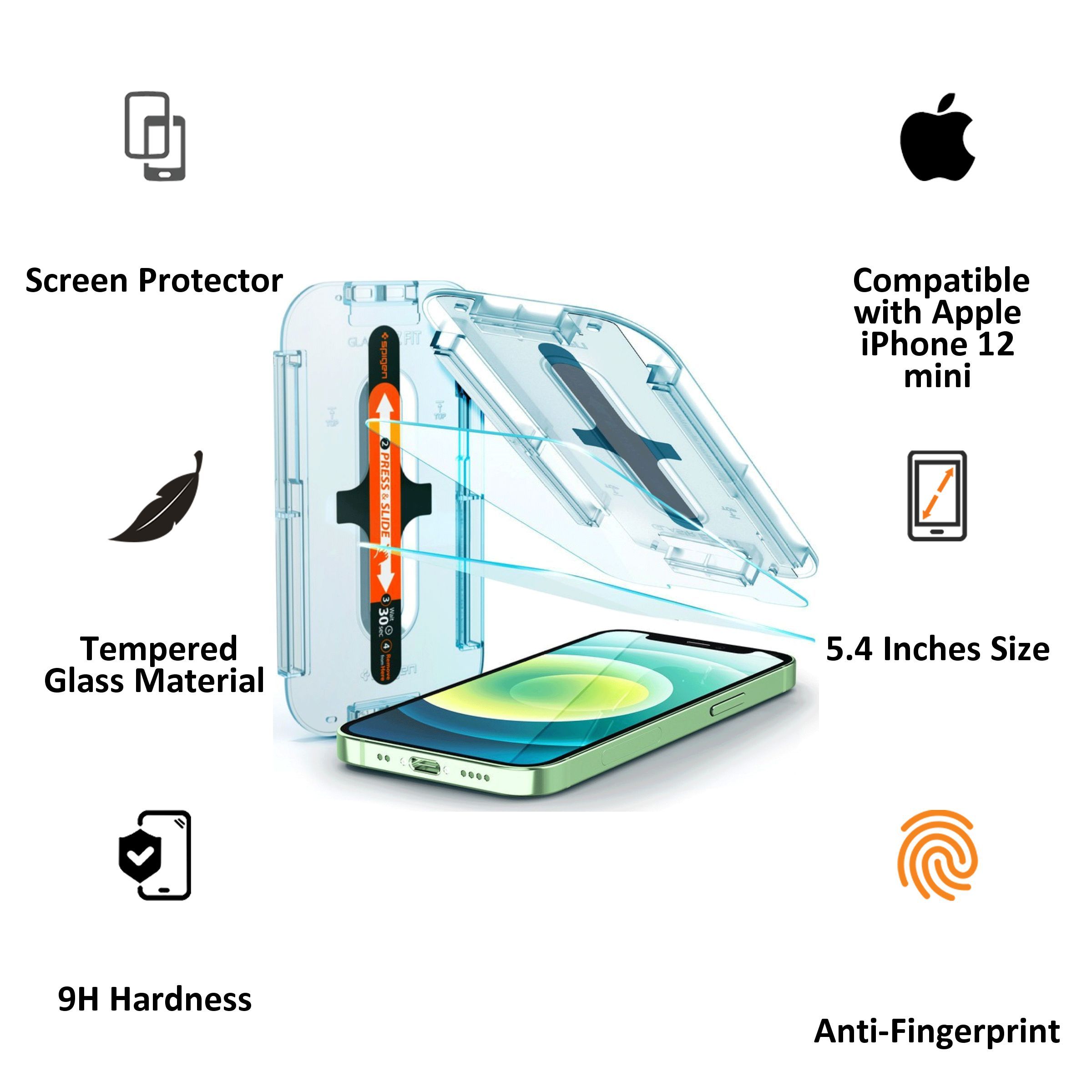 spigen GlastR EZ Fit Tempered Glass for Apple iPhone 12 Mini (Oleophobic Coating)_3
