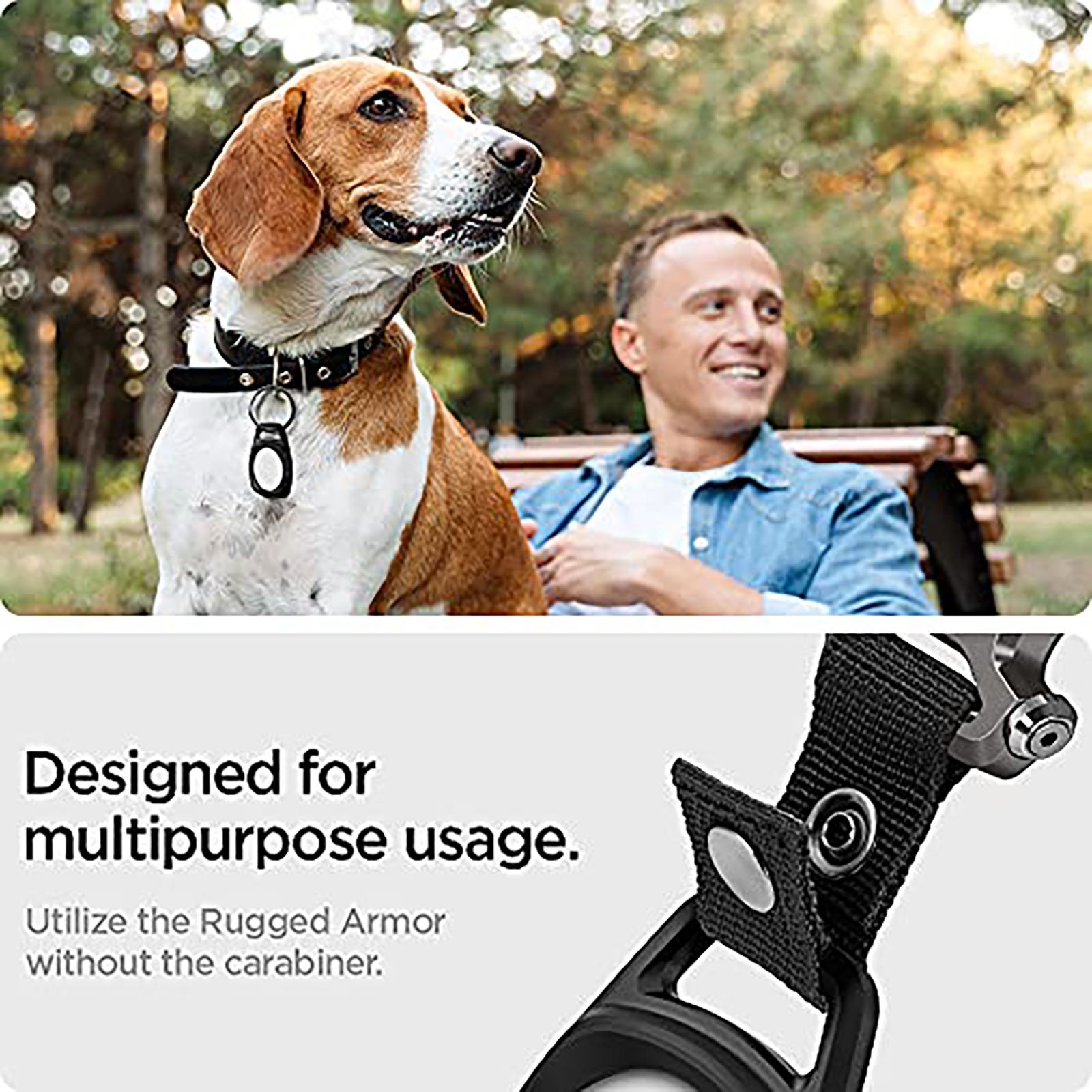 spigen Rugged Armor Fabric & Zinc Alloy Full Cover Case For Apple AirTag (Doubles Up As A Bottle-Opener, AMP01565, Matte Black)_5