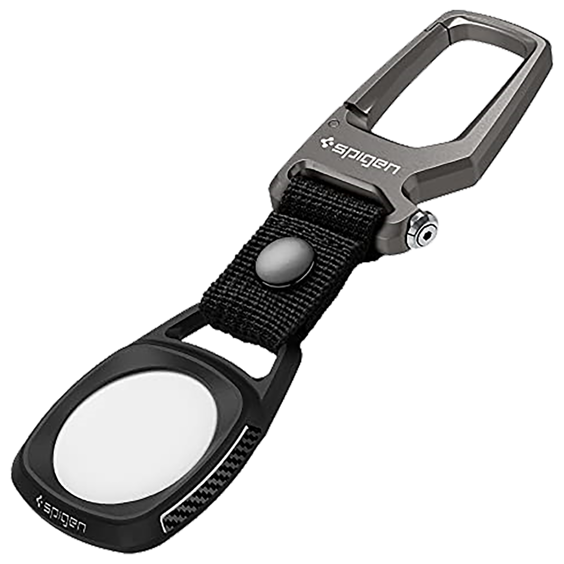 spigen Rugged Armor Fabric & Zinc Alloy Full Cover Case For Apple AirTag (Doubles Up As A Bottle-Opener, AMP01565, Matte Black)_1