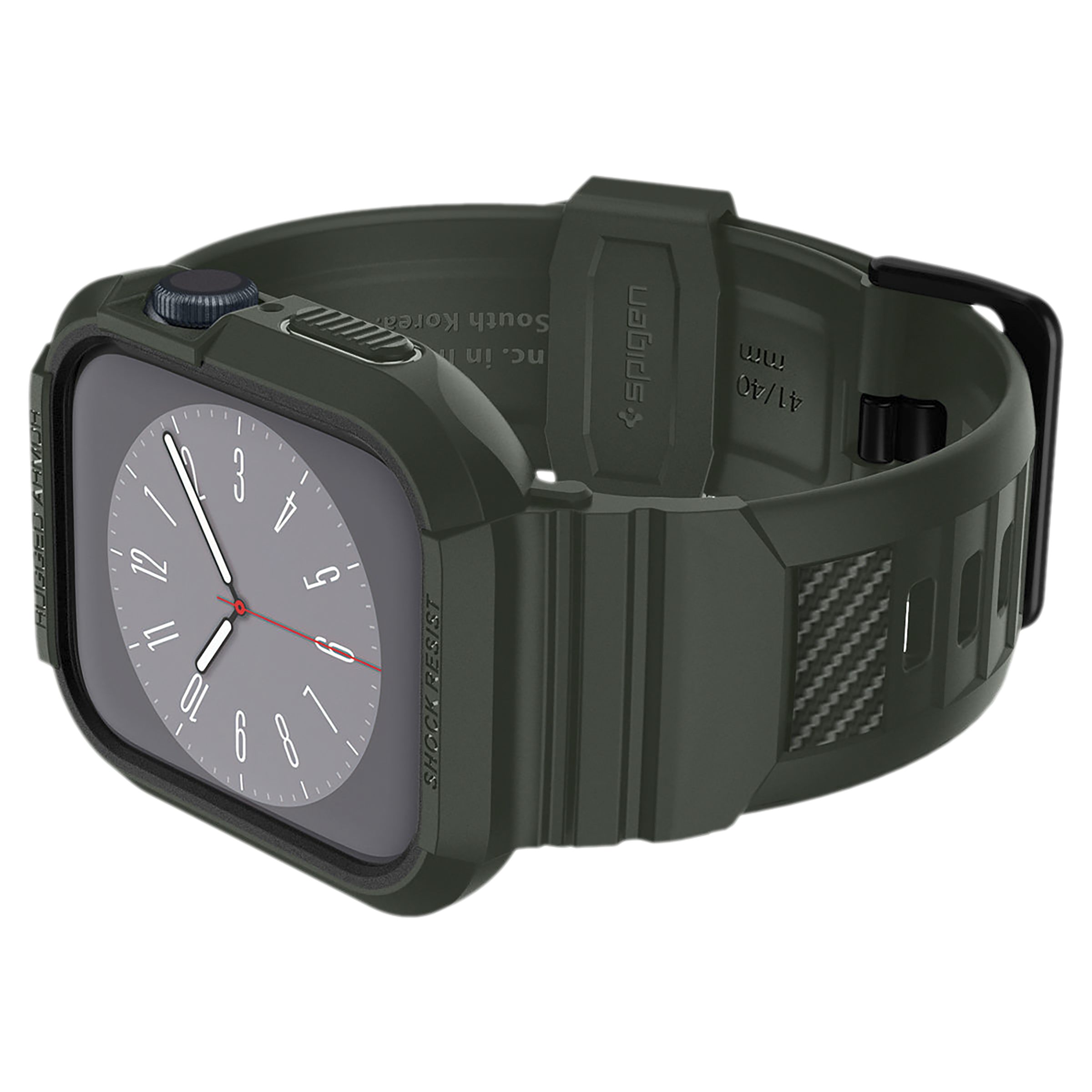 Spigen Rugged Armor Pro TPU Case for Apple Watch Series SE 2, SE, 8, 7, 6, 5 & 4 (41mm / 40mm) (Shock-Absorbent Layer, Military Green)_8