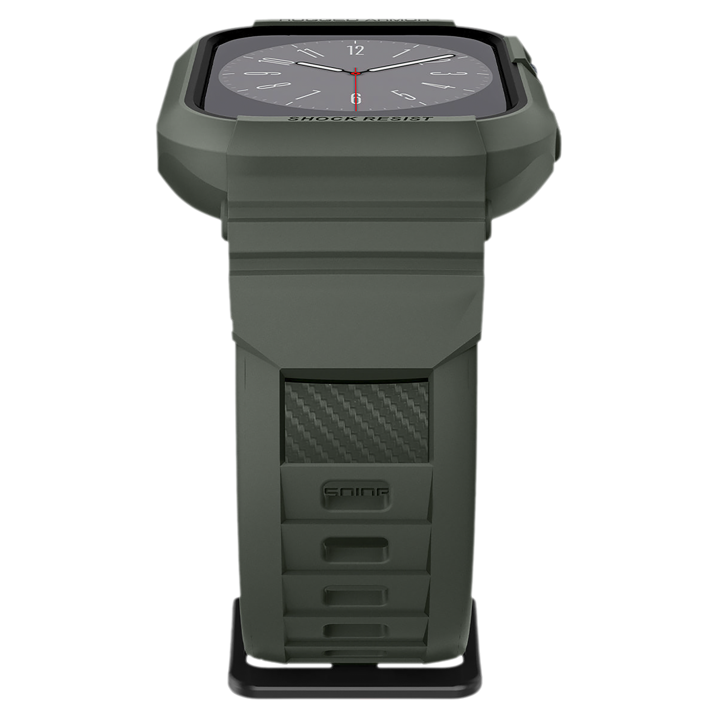 Spigen Rugged Armor Pro TPU Case for Apple Watch Series SE 2, SE, 8, 7, 6, 5 & 4 (41mm / 40mm) (Shock-Absorbent Layer, Military Green)_9